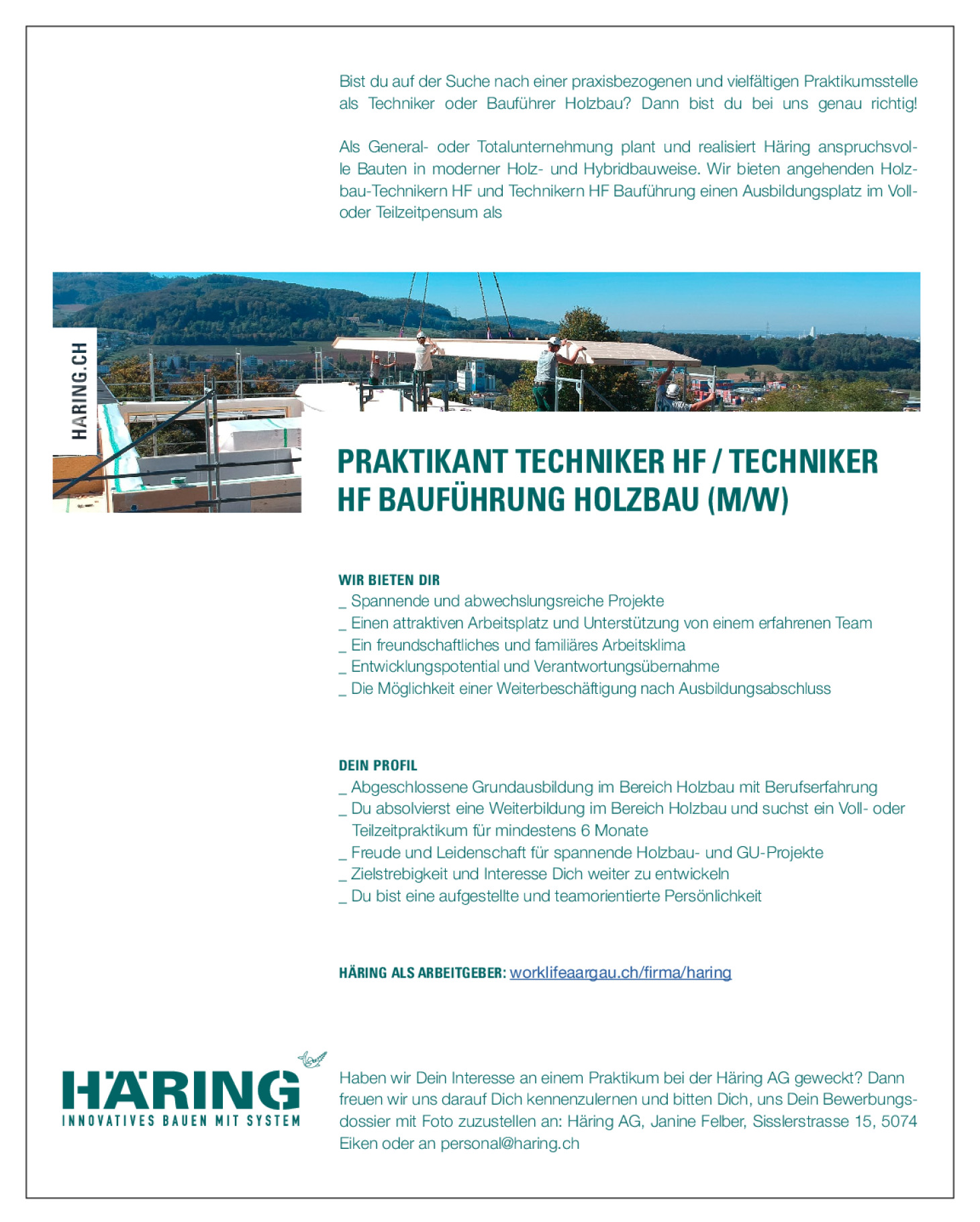 Praktikant Techniker Holzbau (m/w)