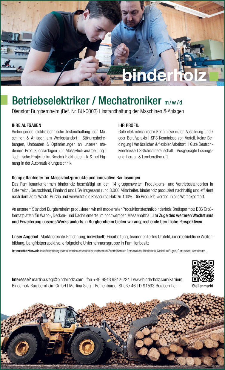 Betriebselektriker / Mechatroniker m/w/d) (Burgbernheim)