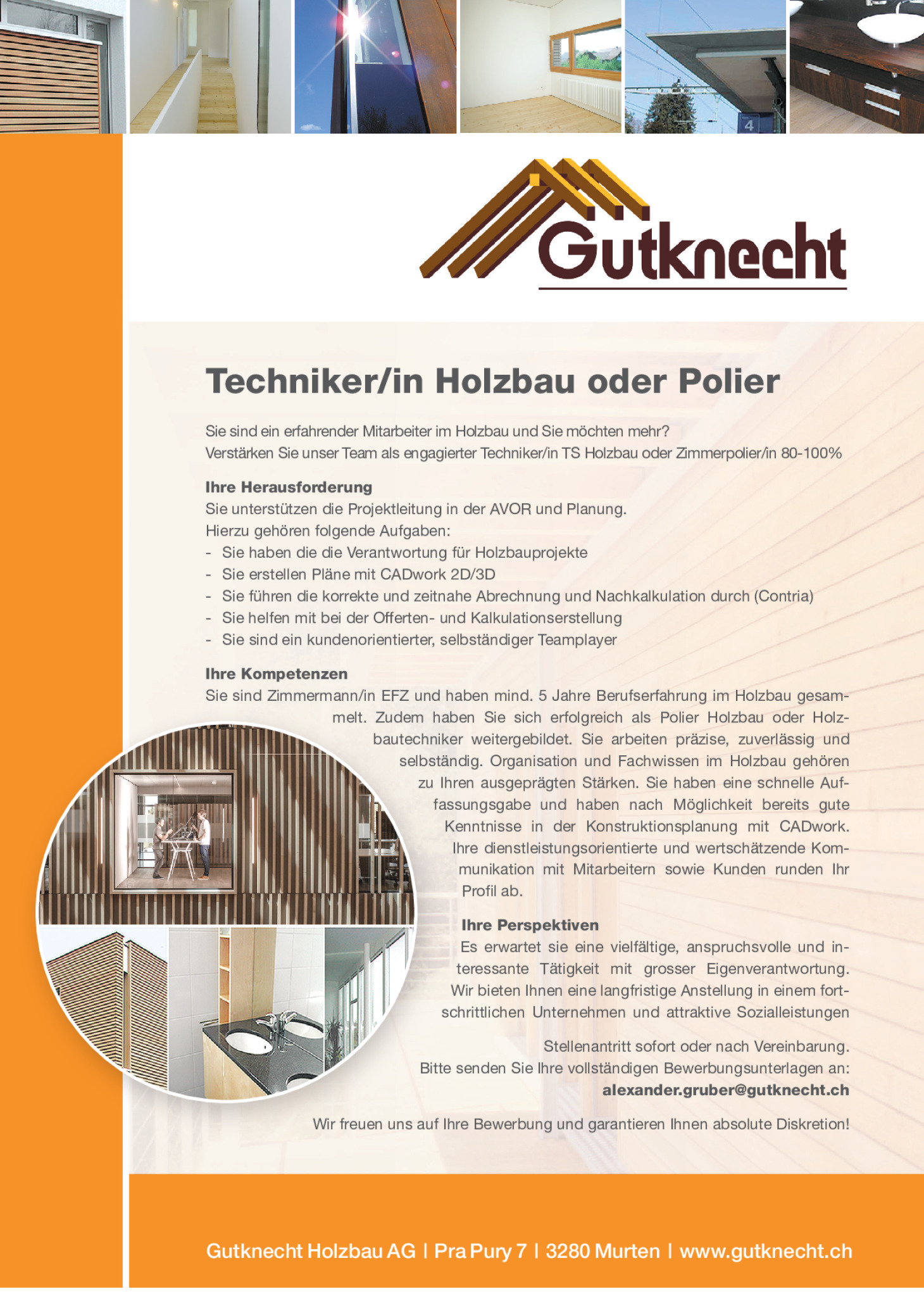 Techniker/in Holzbau oder Polier