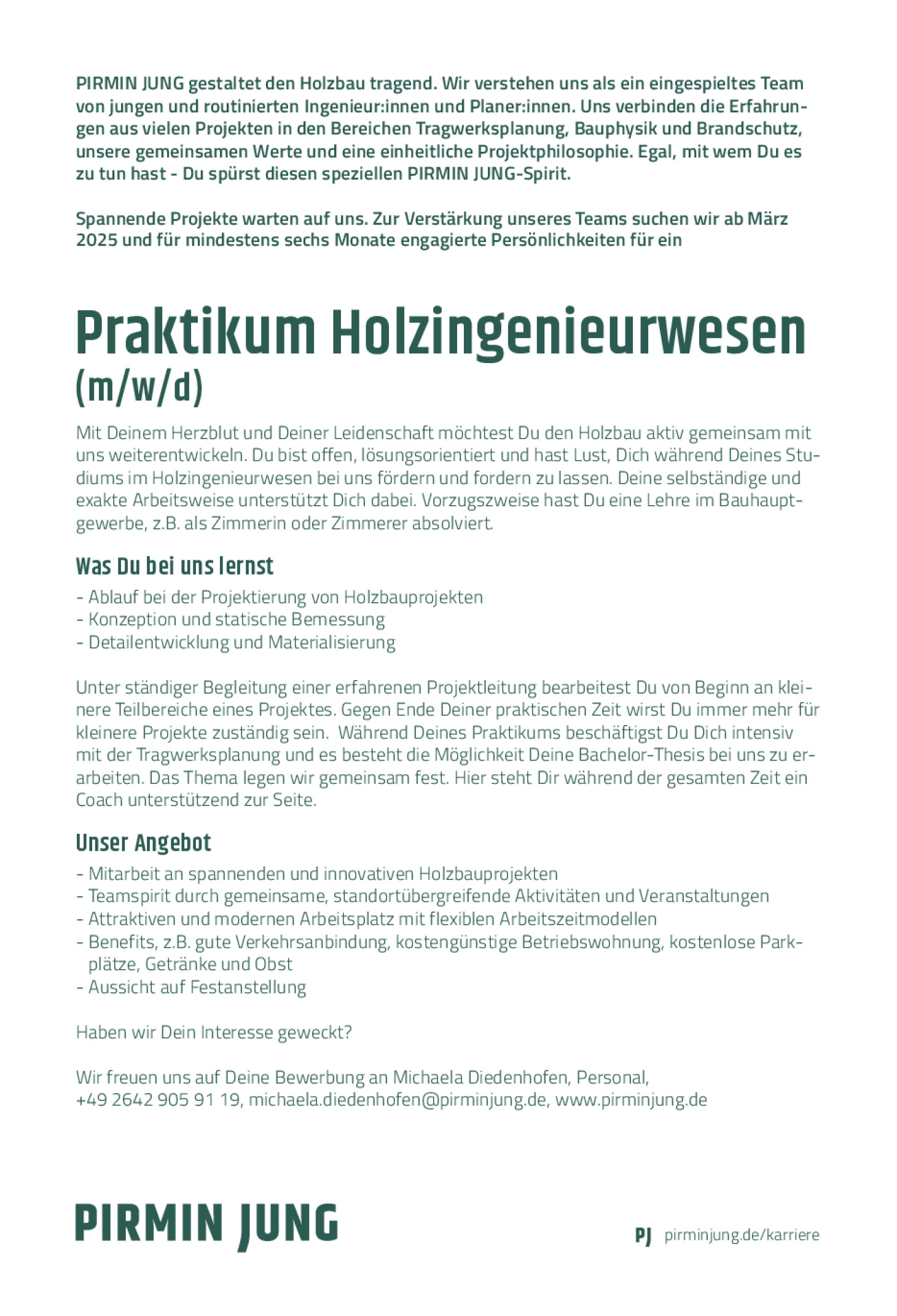 Praktikum Holzbauingenieurwesen (m/w/d)