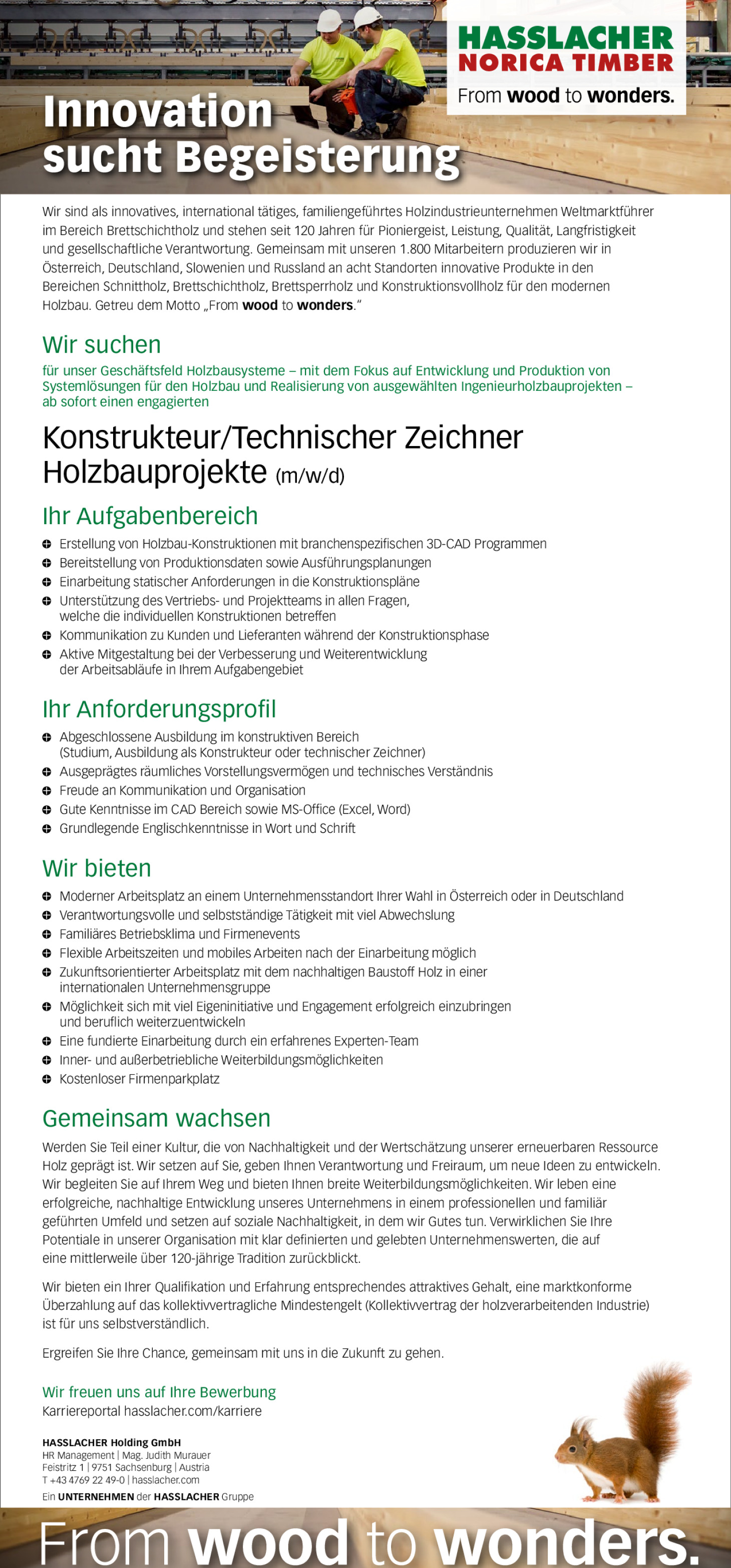 Konstrukteur / Technischer Zeichner Holzbauprojekte (m/w/d)