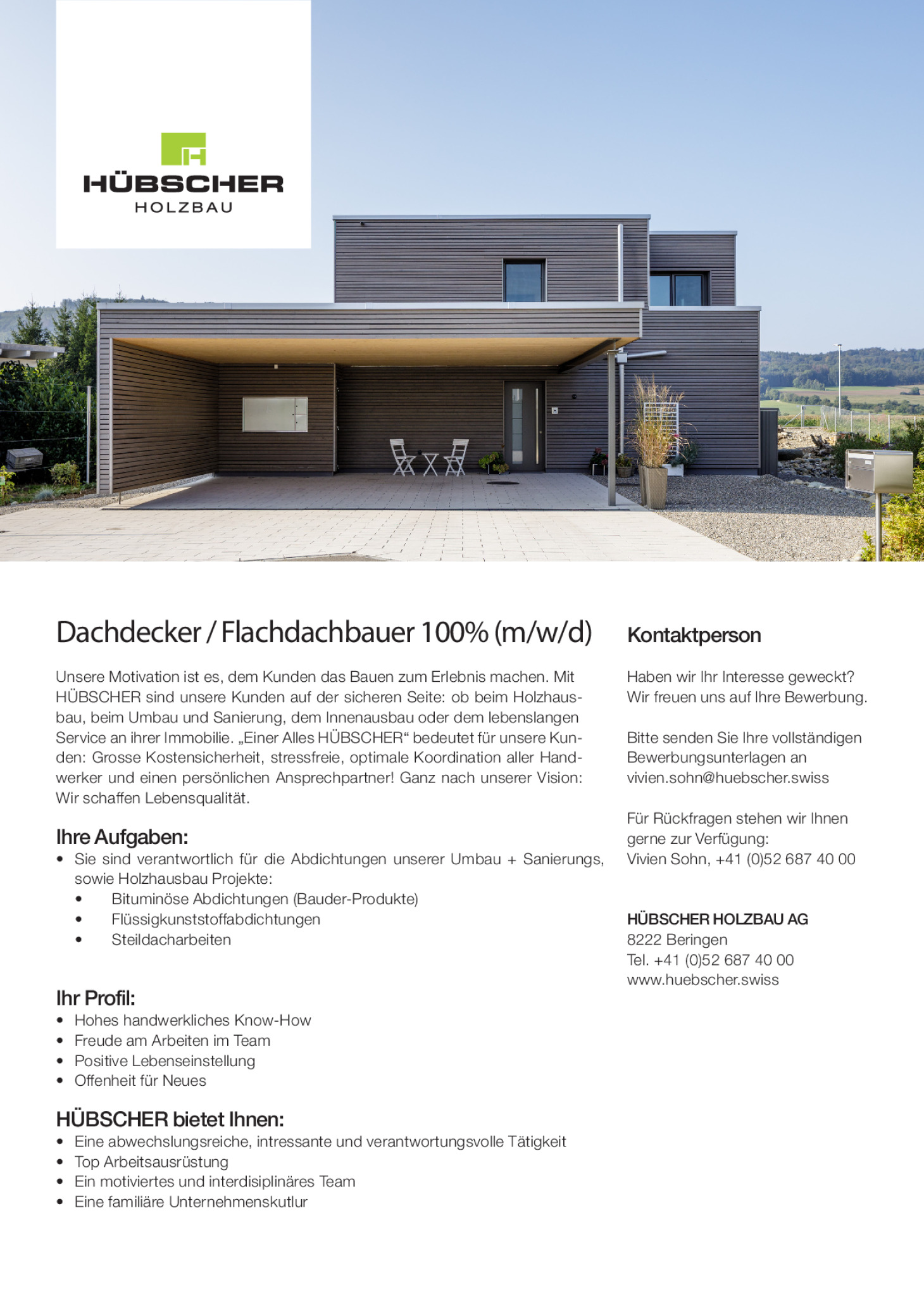 Dachdecker*in / Flachdachbauer*in 100% (m/w/d)