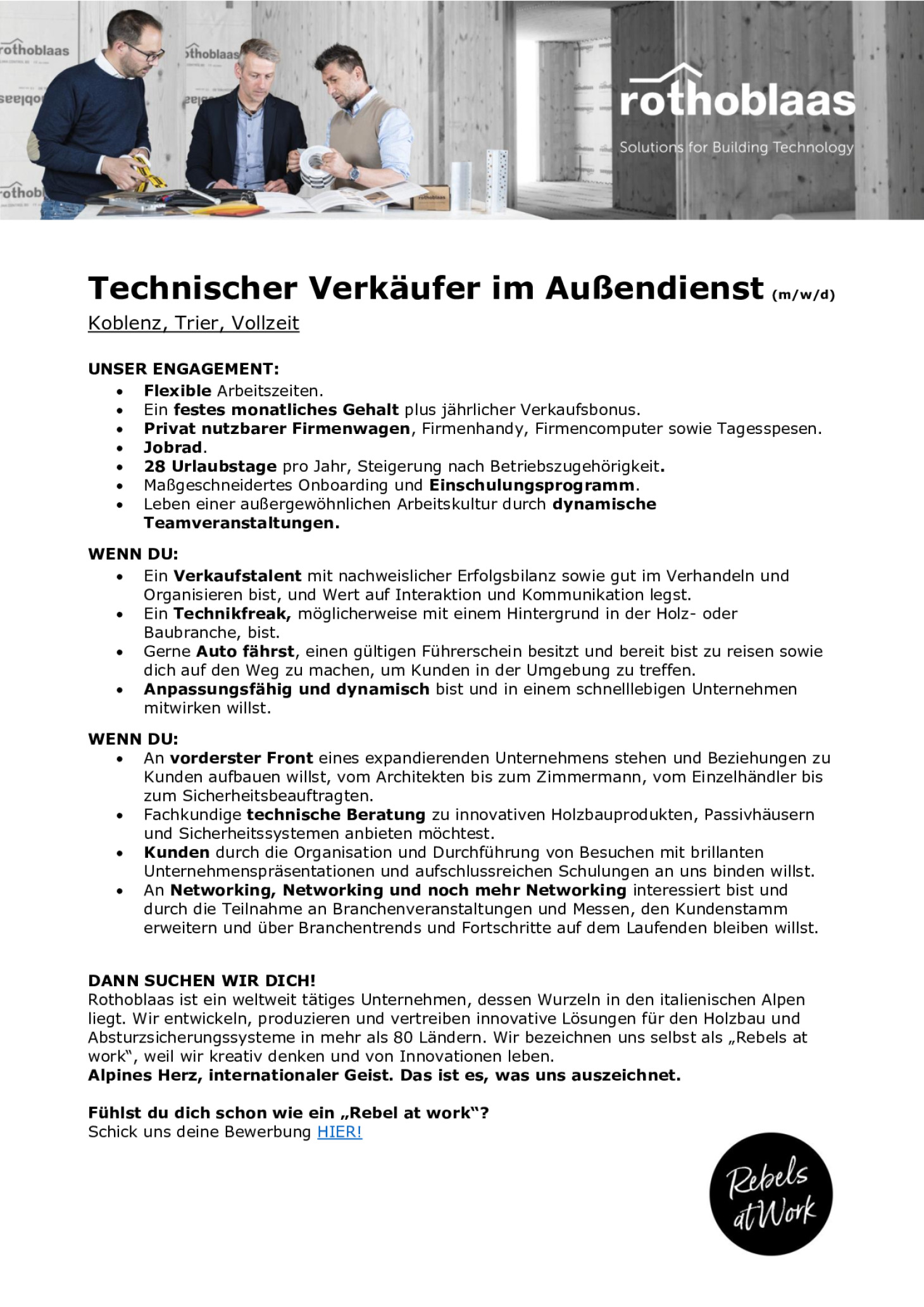 Technischer Verkäufer im Außendienst (m/w/d) - Koblenz, Trier