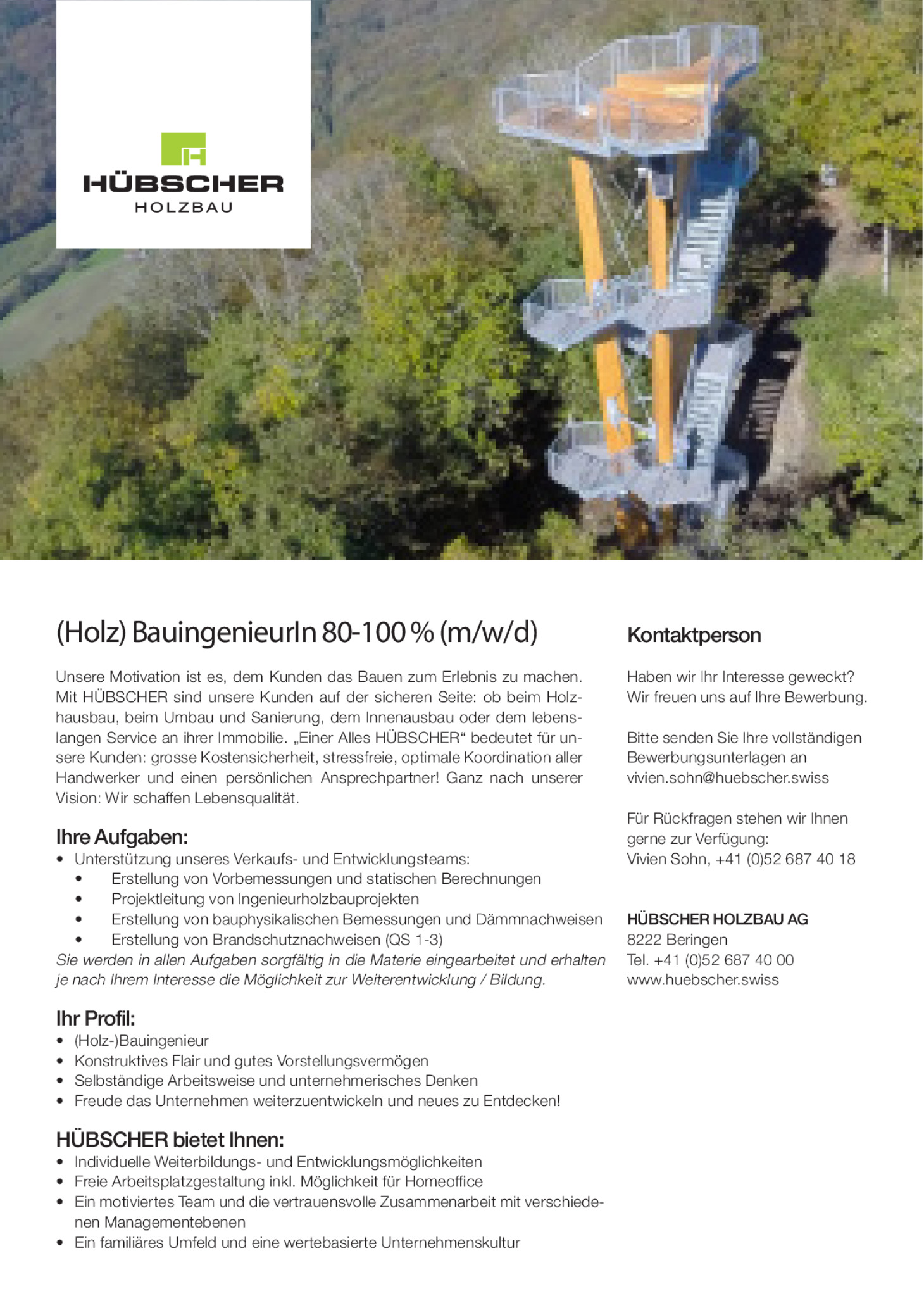 (Holz-) Bauingenieur*In 80-100 % (m/w/d)