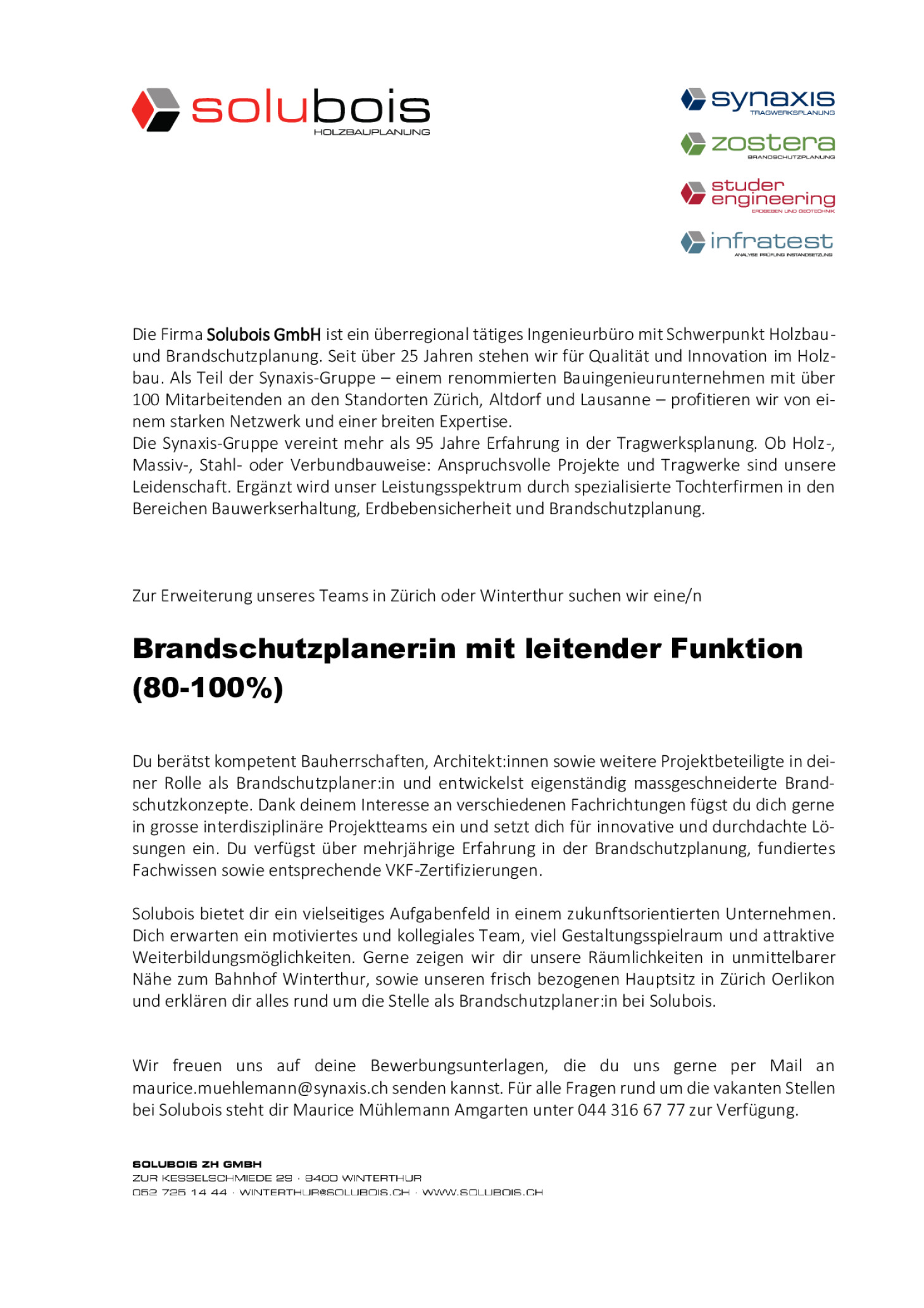 Brandschutzplaner:in mit leitender Funktion