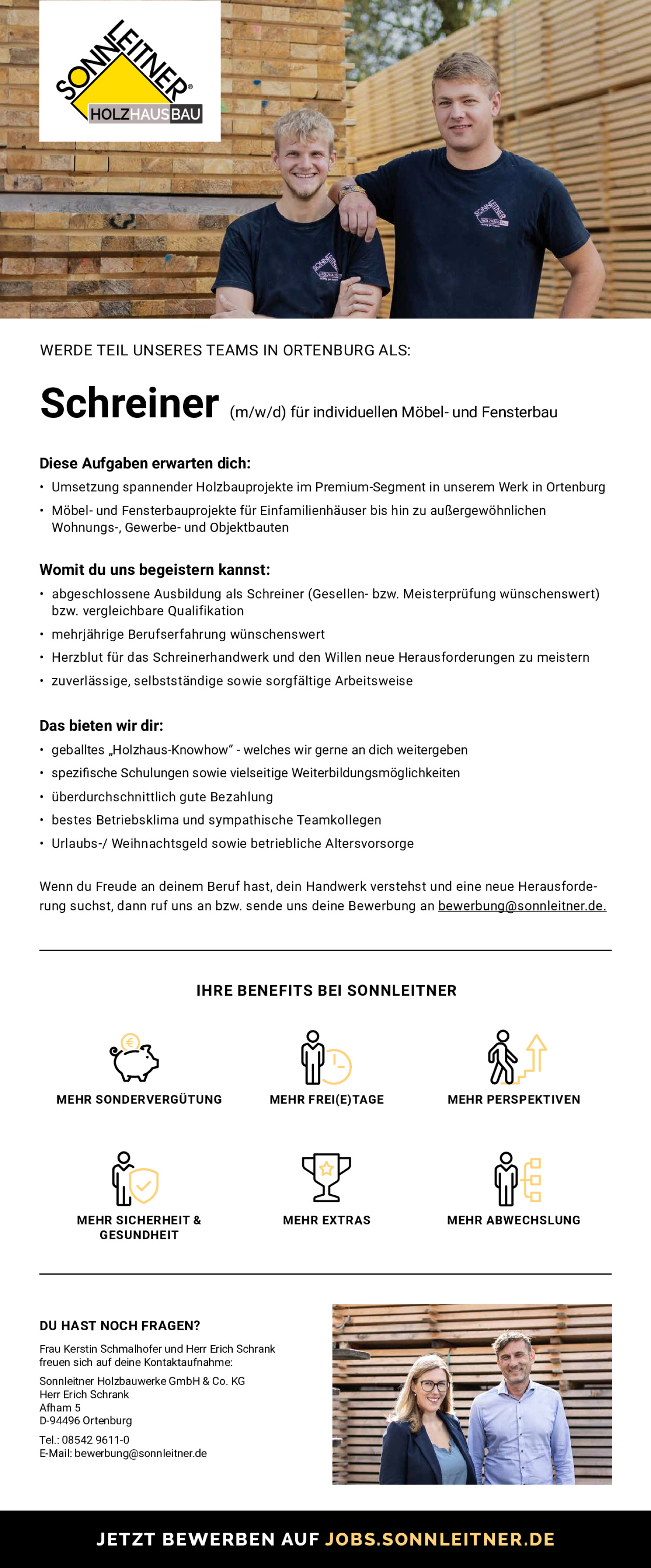 Schreiner (m/w/d) für individuellen Möbel- und Fensterbau im Werk