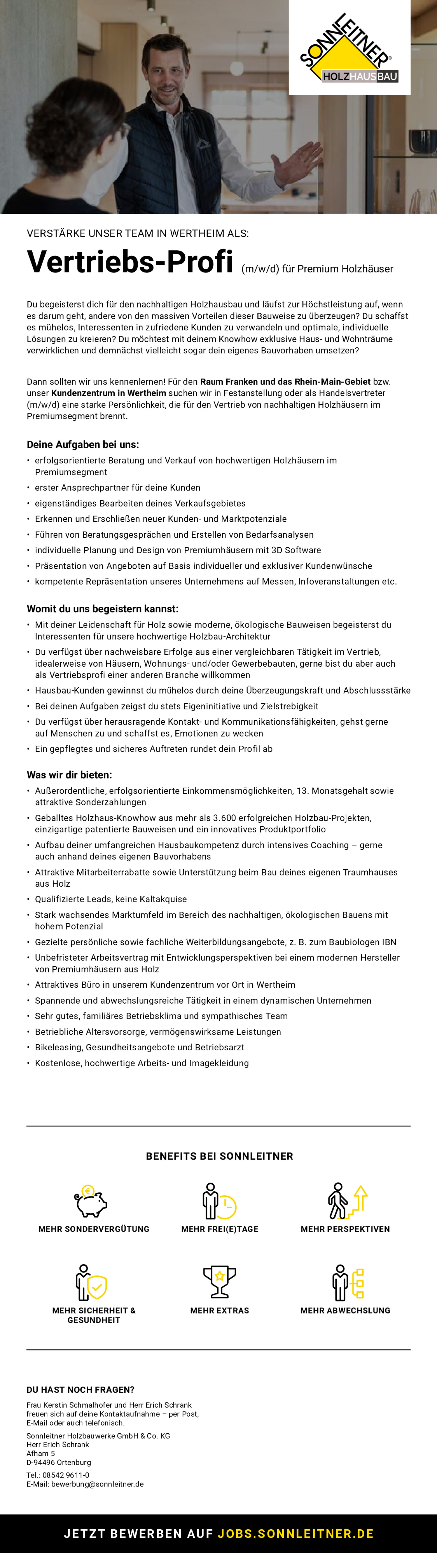 Vertriebsprofi für Premium Holzhäuser in Franken und im Rhein-Main-Gebiet | Niederlassung in Wertheim