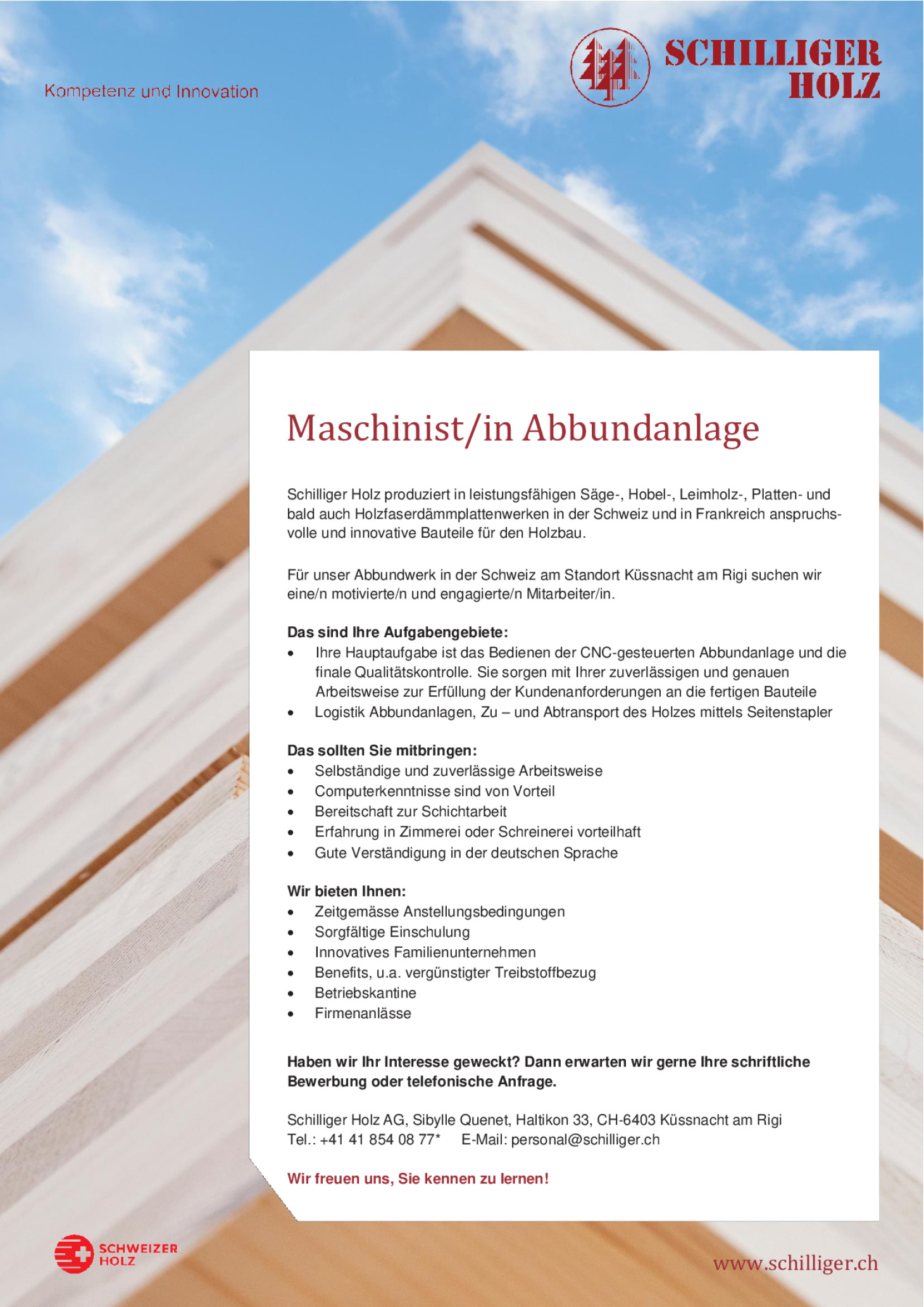 Zimmermann / Maschinist Abbundanlage (m/w)