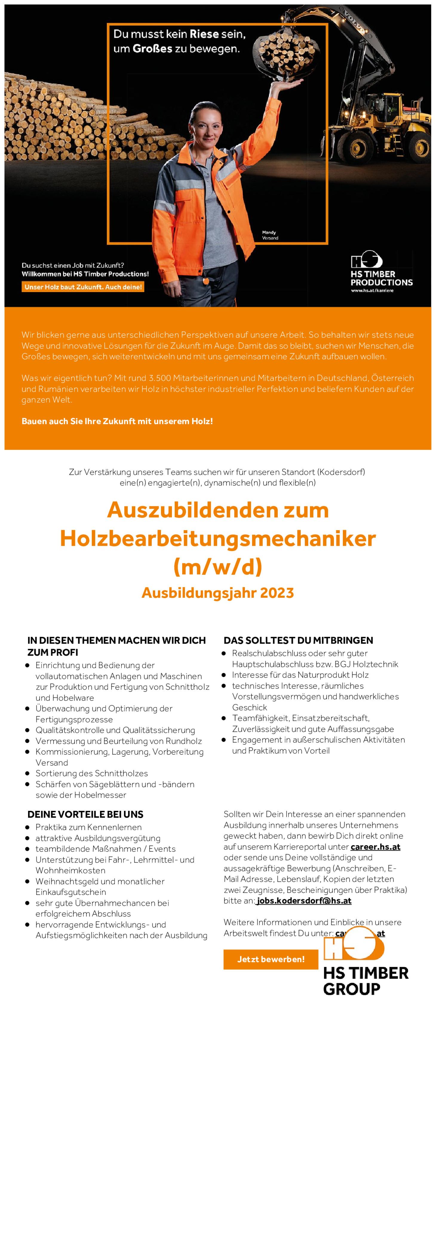 Auszubildender Holzbearbeitungsmechaniker (m/w/d)