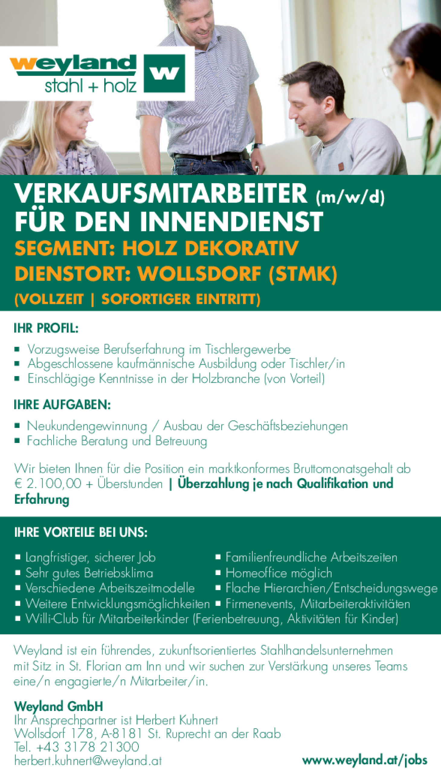 Verkaufsmitarbeiter für den Innendienst (m/w/d)