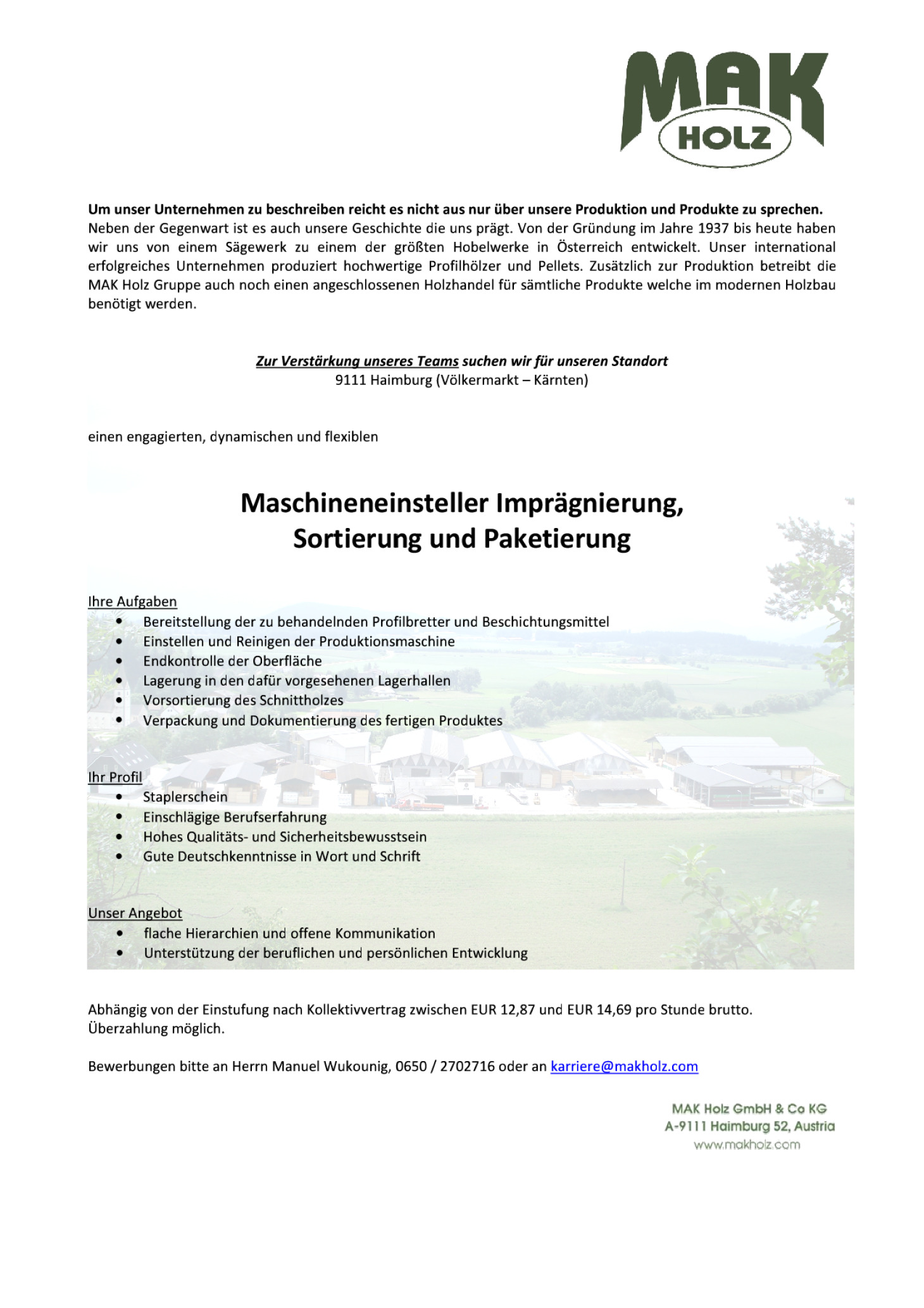 Maschineneinsteller Imprägnierung (m/w/d)