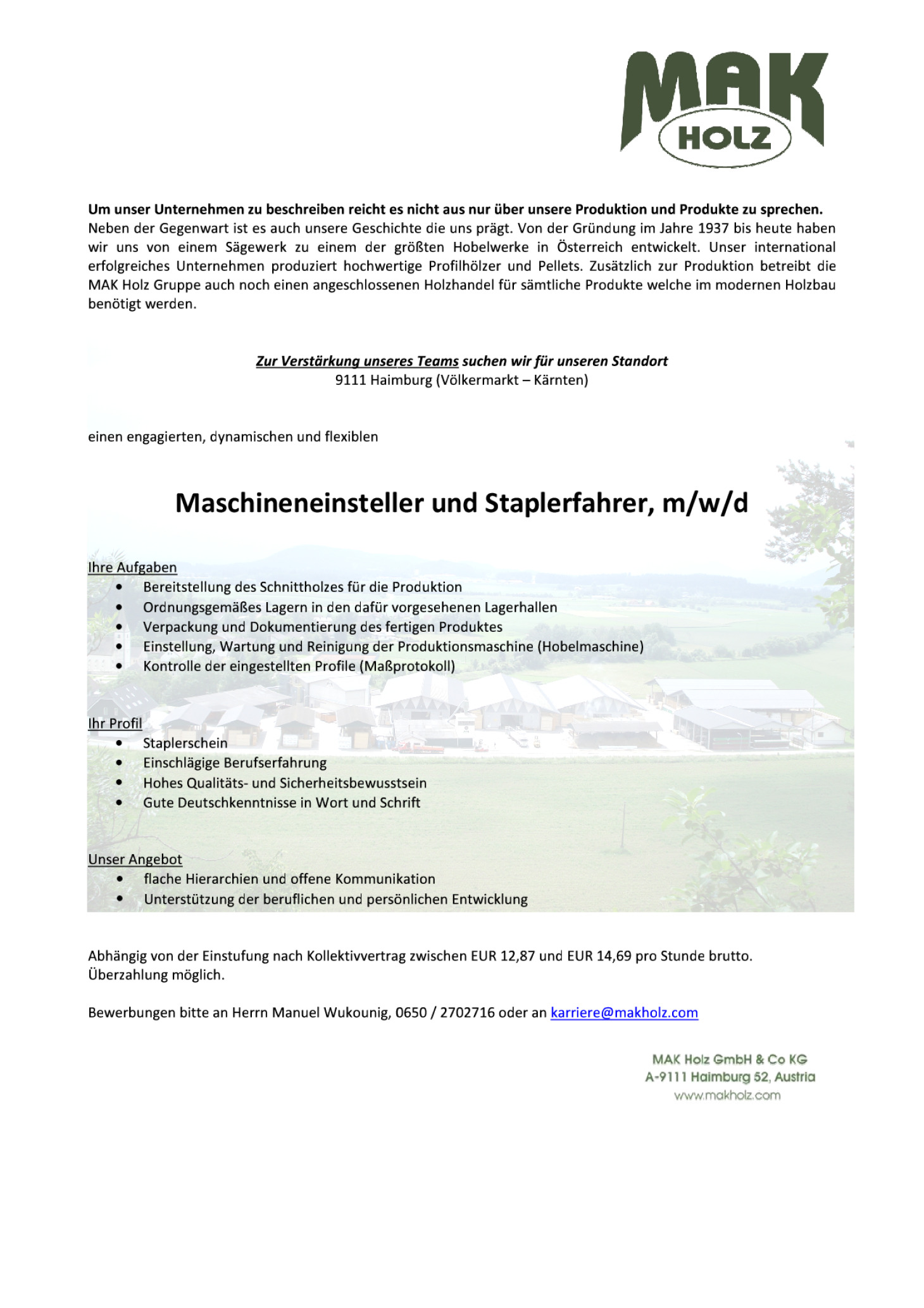 Maschineneinsteller Hobelmaschine (m/w/d)