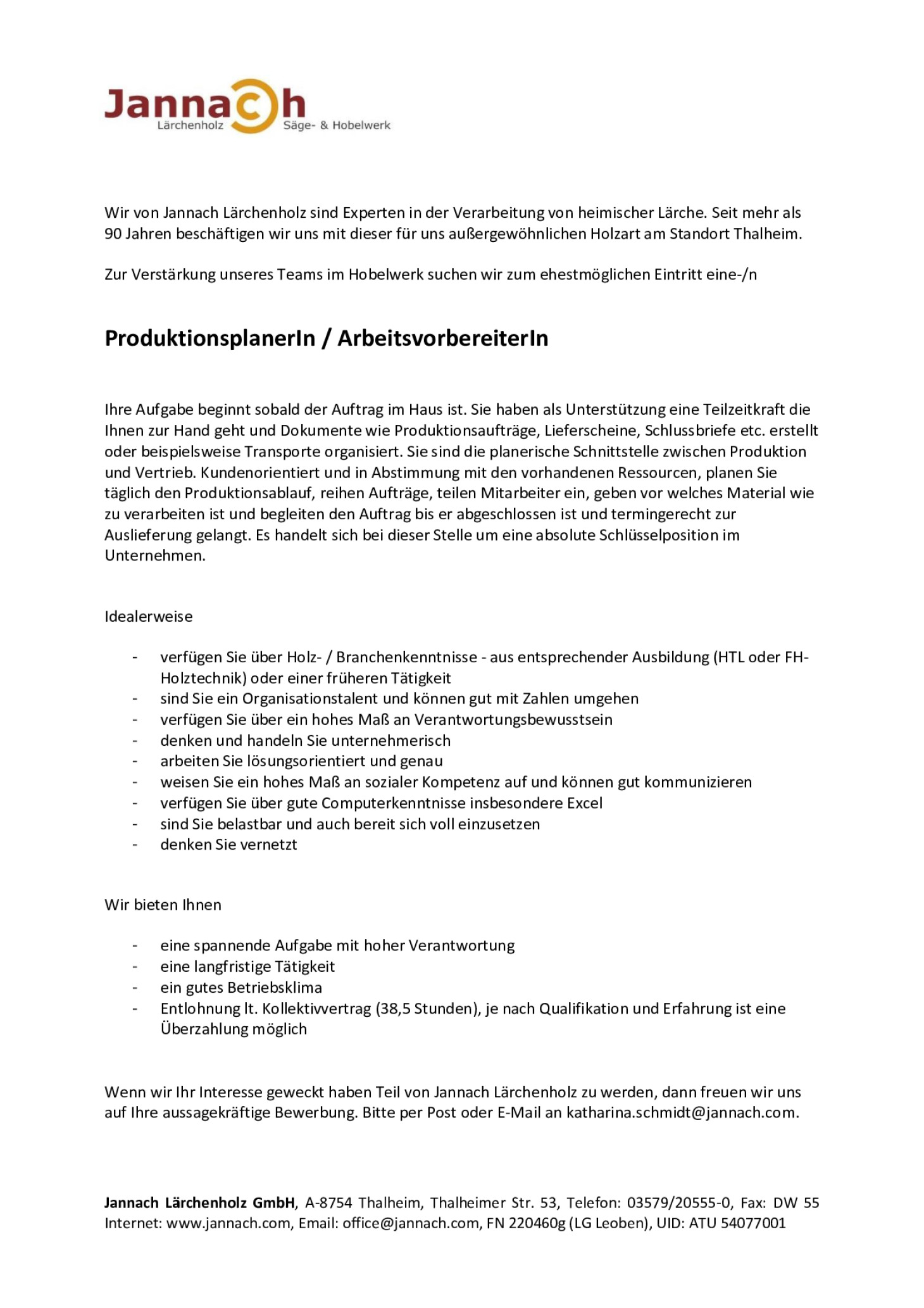 ProduktionsplanerIn / ArbeitsvorbereiterIn