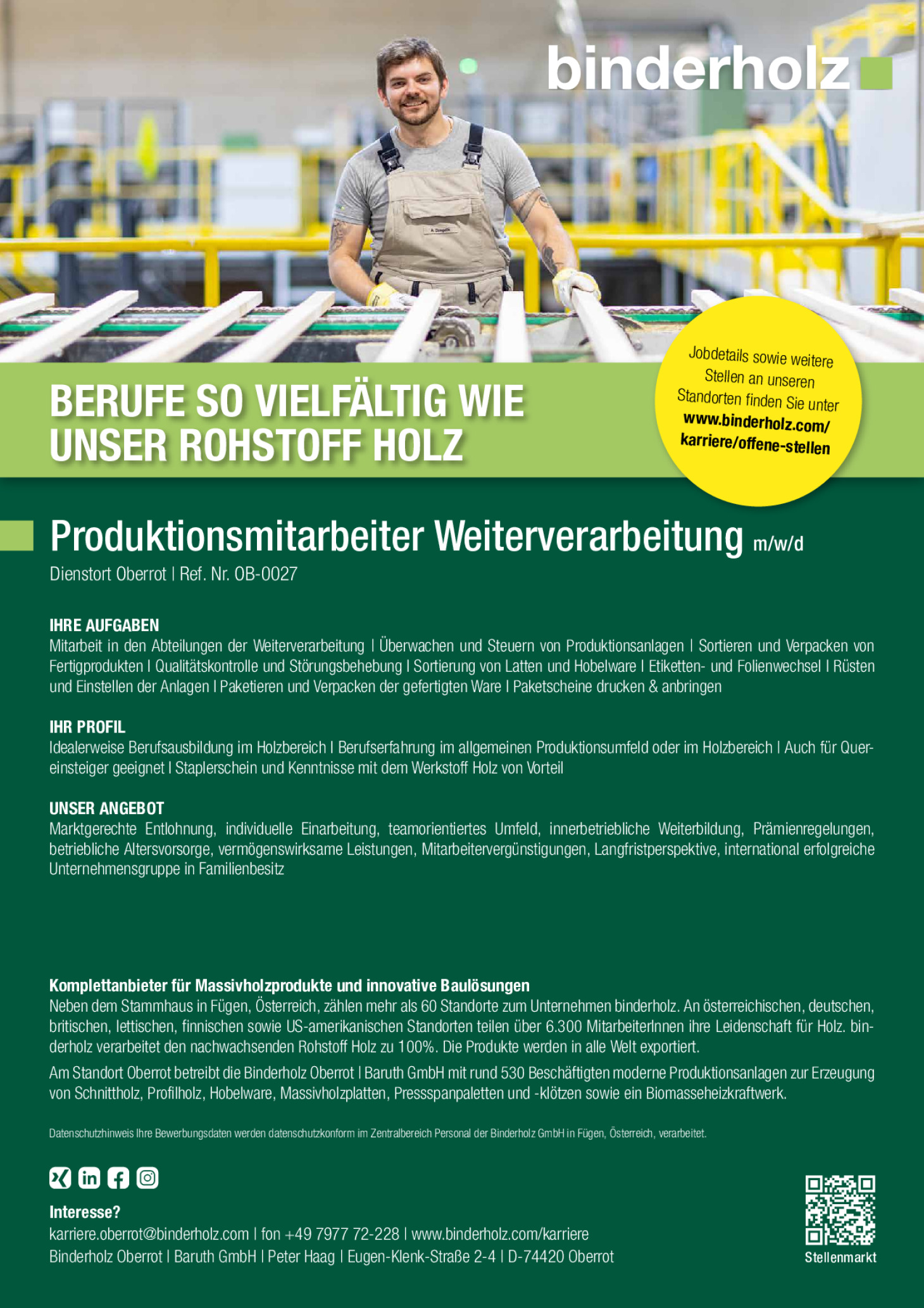 Produktionsmitarbeiter Weiterverarbeitung (m/w/d)