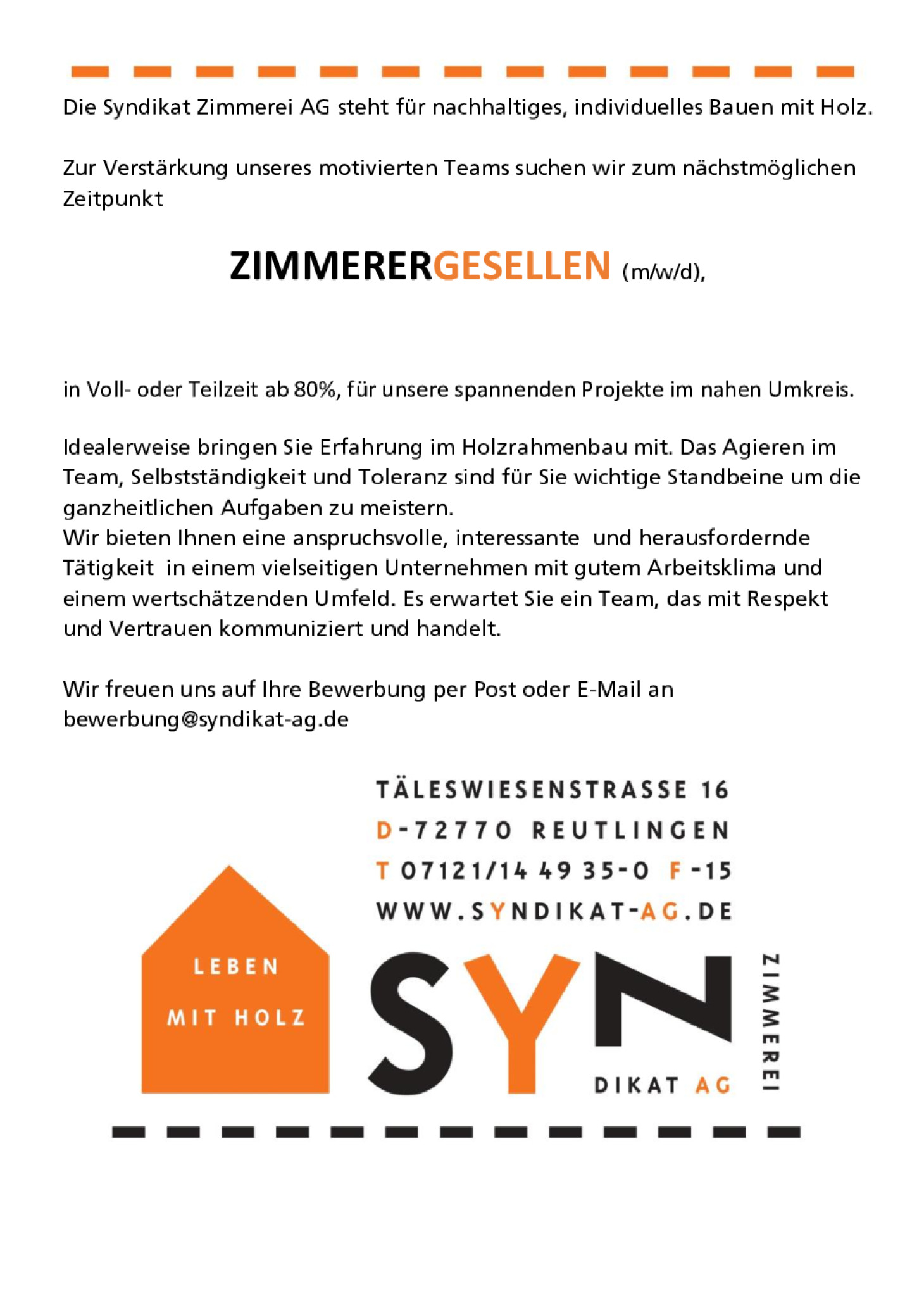 Zimmerergeselle (m/w/d)