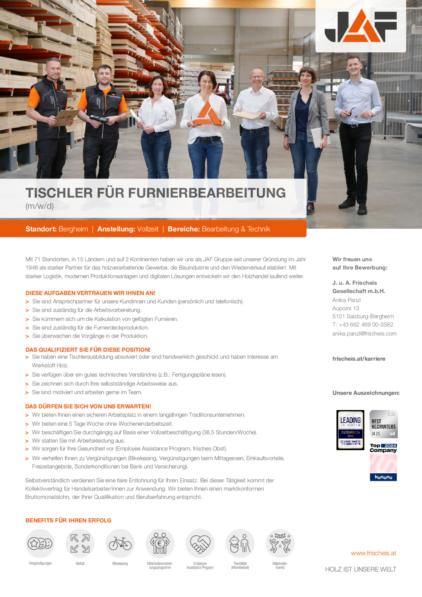 Tischler für Furnierbearbeitung (m/w/d)