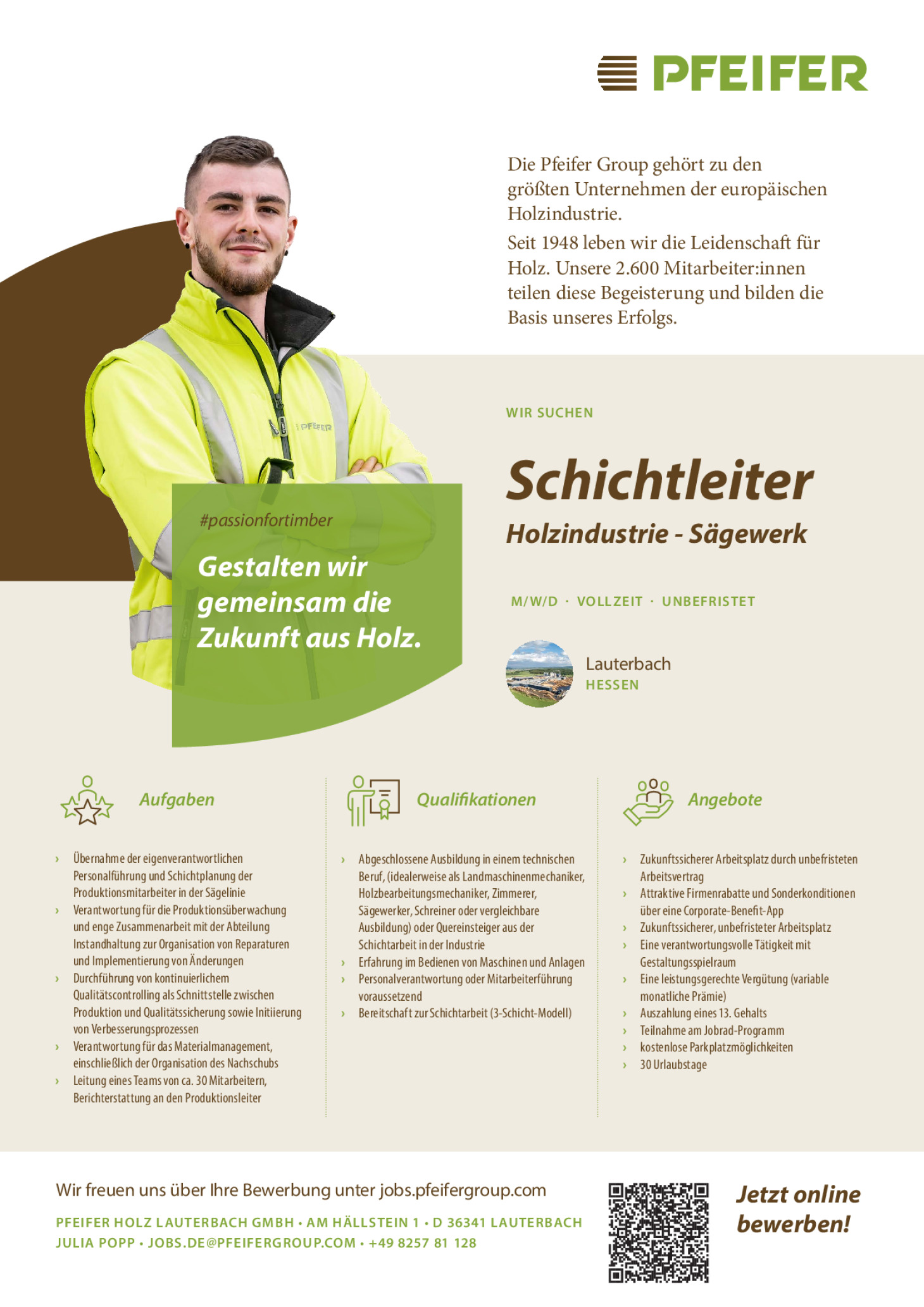 Schichtleiter Holzindustrie - Sägewerk (m/w/d)