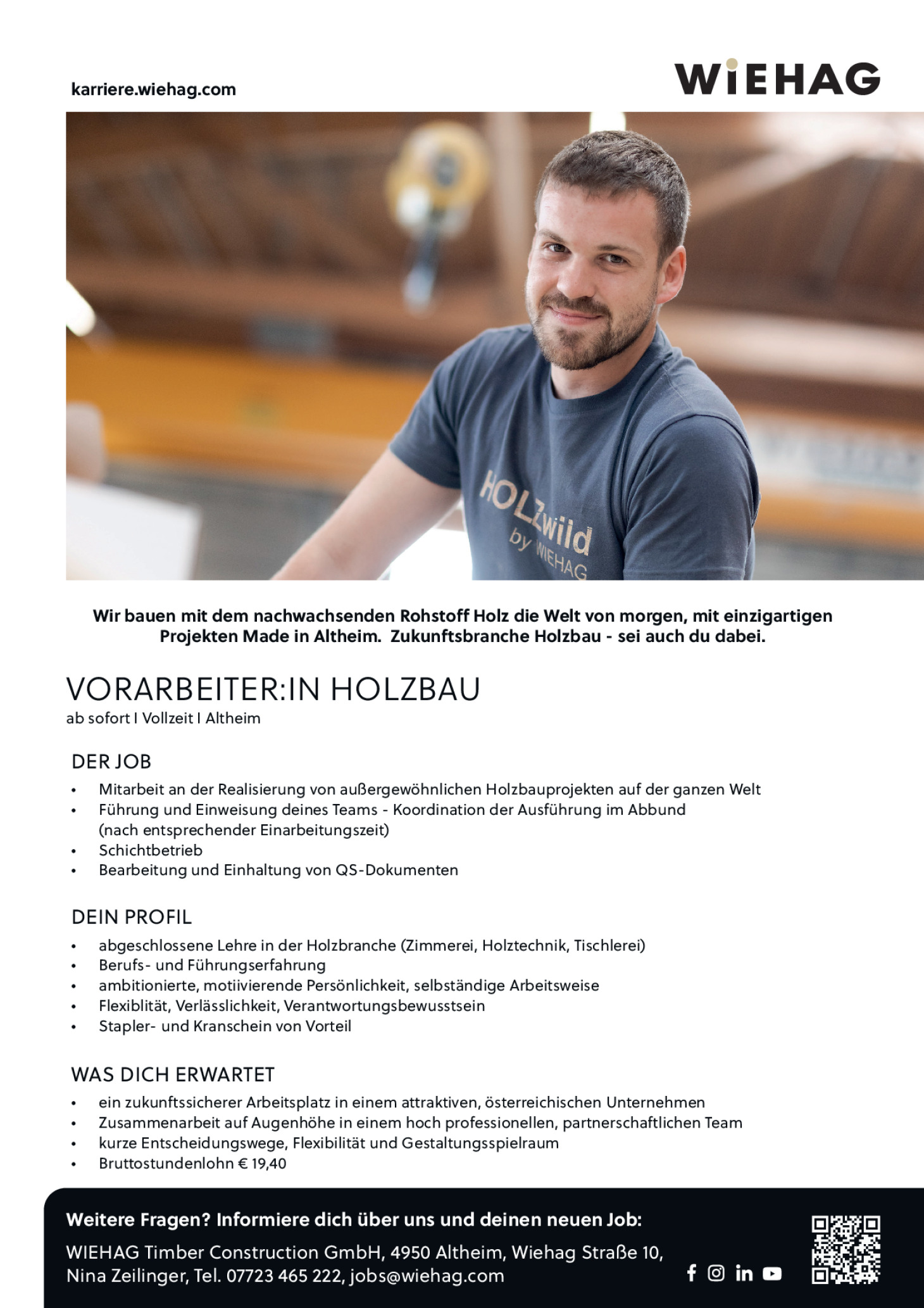 Vorarbeiter:in Holzbau