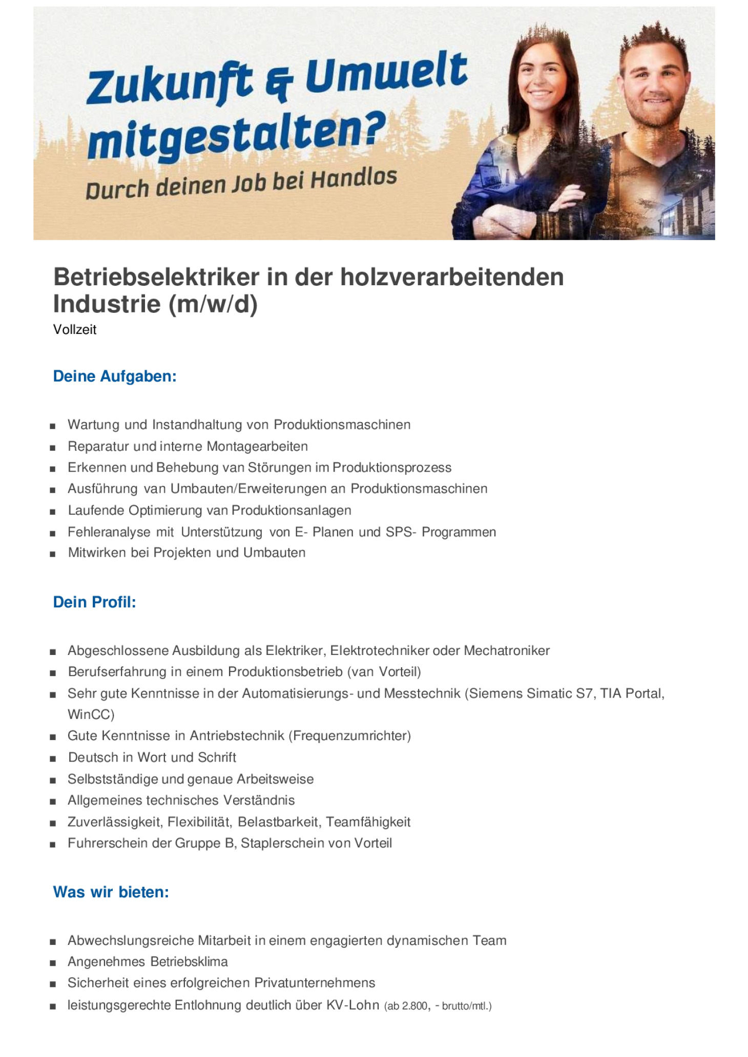 Betriebselektriker  (m/w/d)