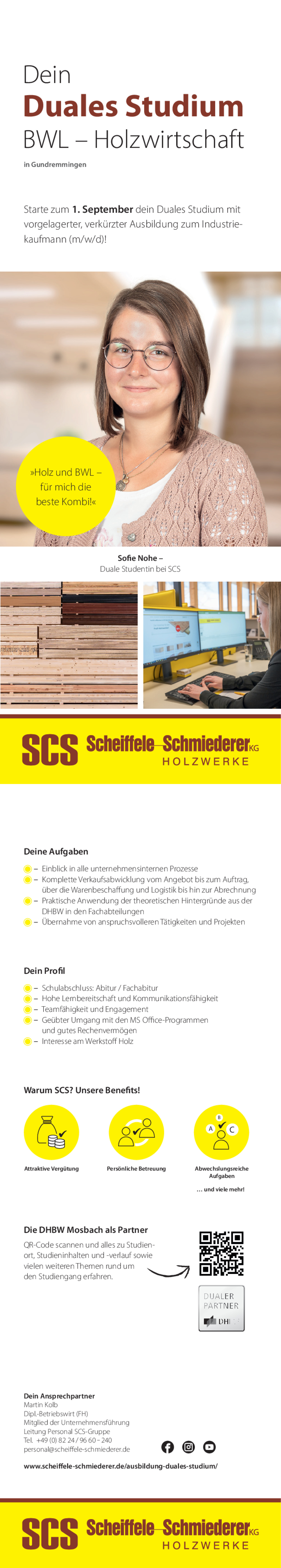 Duales Studium BWL / Holzwirtschaft - Start 01.09.2025