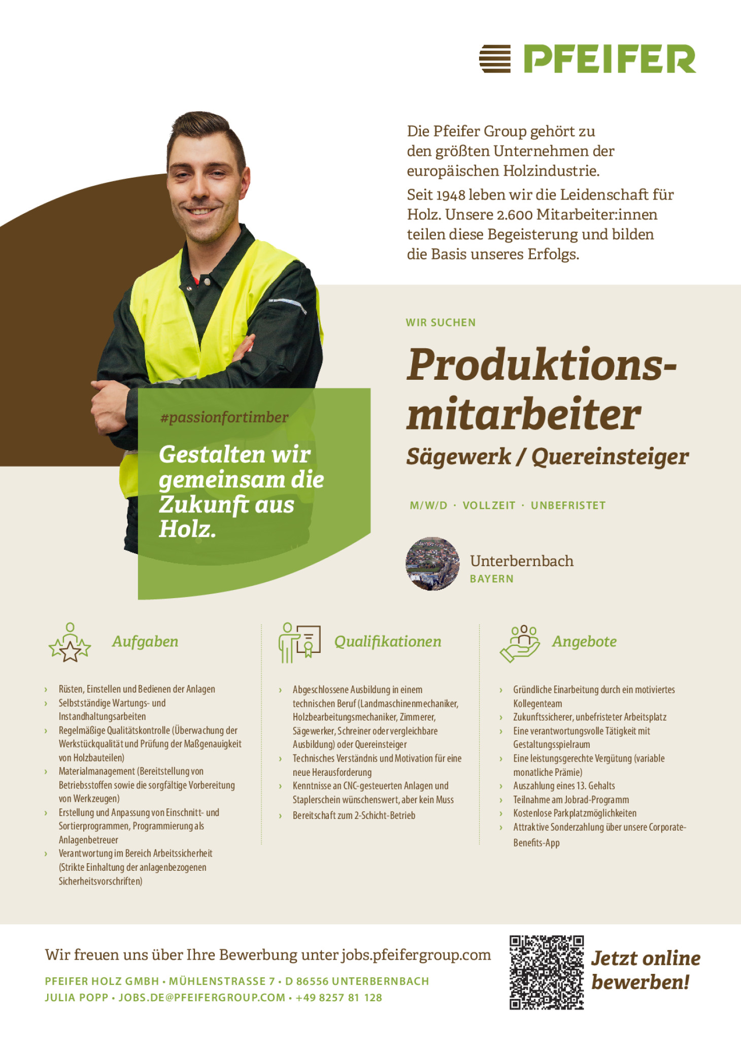 Produktionsmitarbeiter Sägewerk / Quereinsteiger (m/w/d) unbefristet