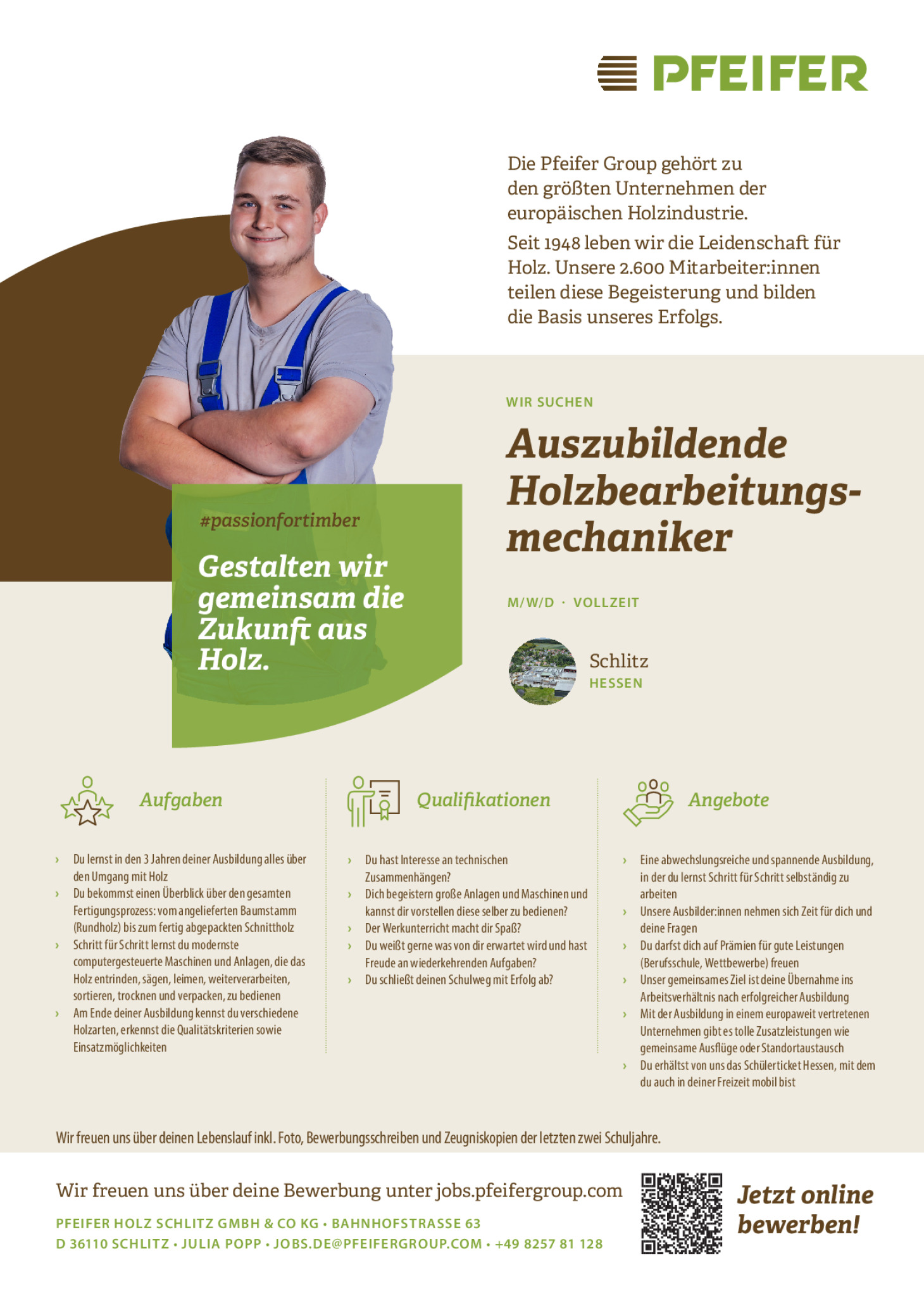 Ausbildung Holzbearbeitungsmechaniker 2025 (m/w/d)