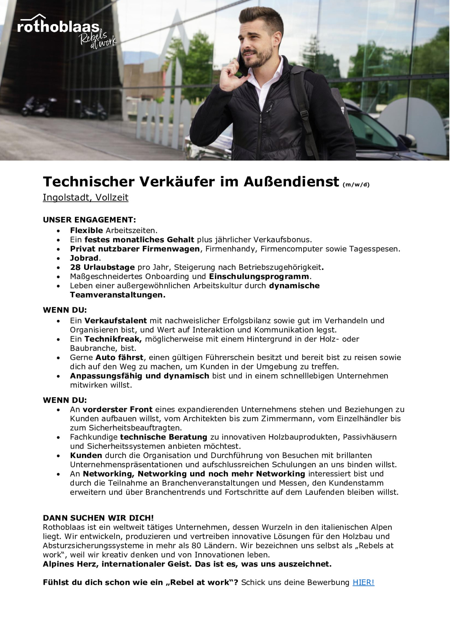 Technischer Verkäufer im Außendienst (m/w/d) - Ingolstadt oder Regensburg