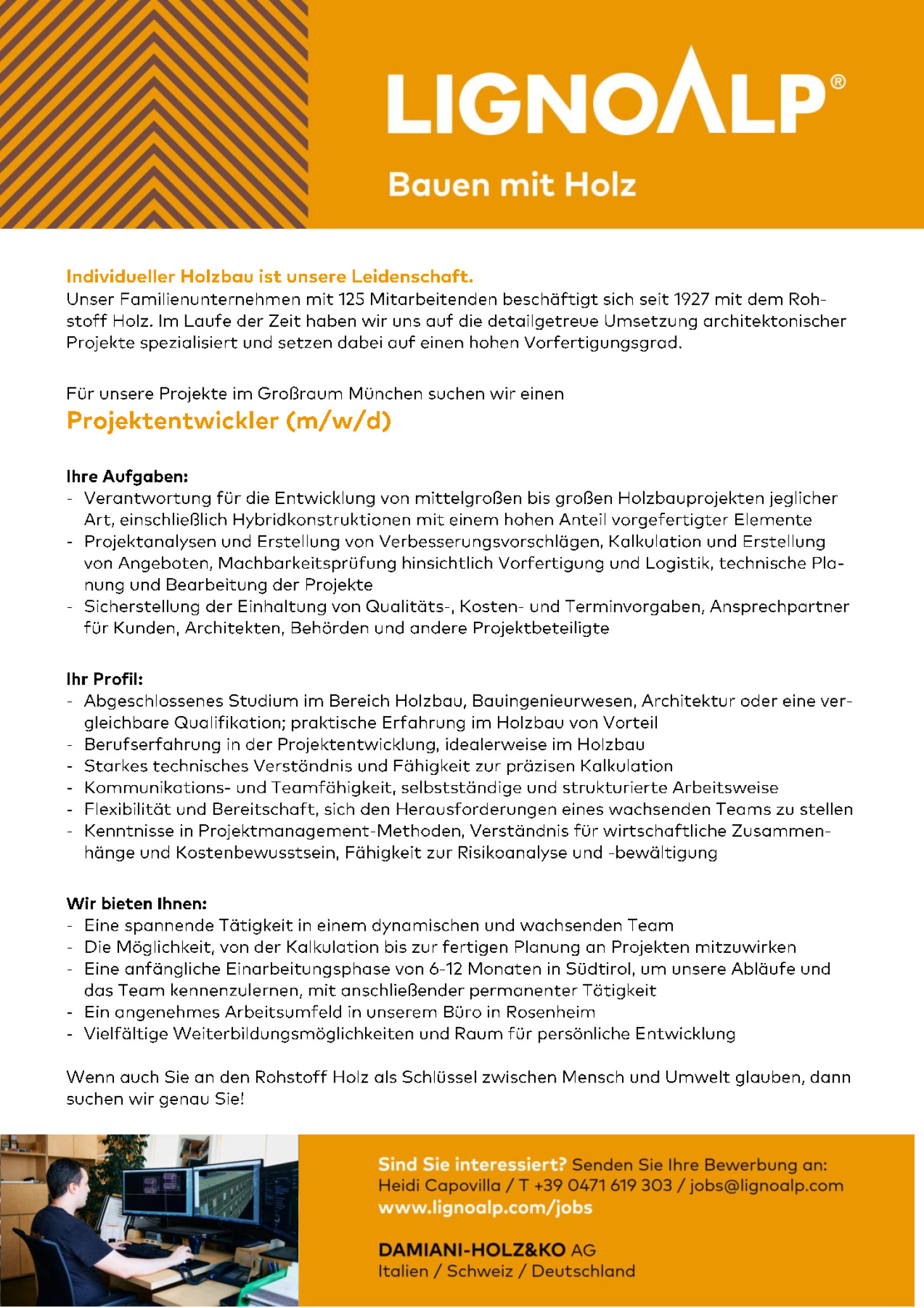 PROJEKTENTWICKLER HOLZBAU (m/w/d)