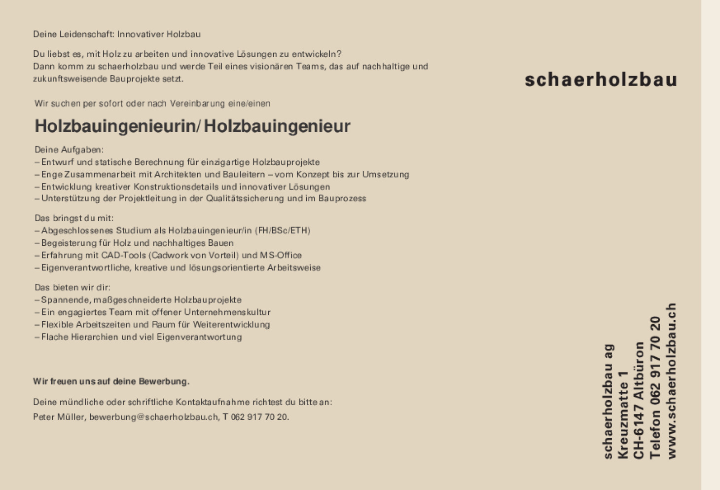 Holzbauingenieurin / Holzbauingenieur 80-100%