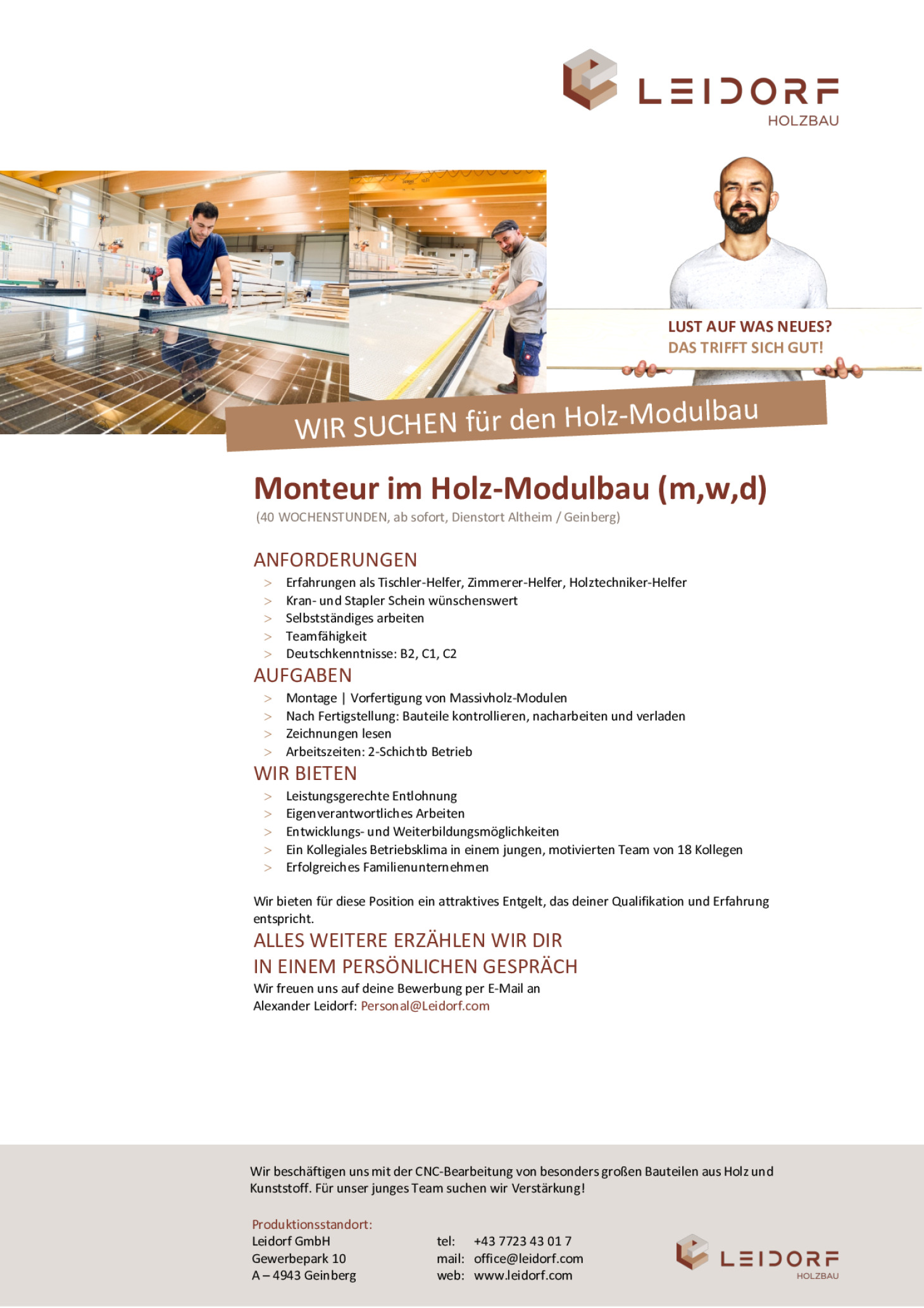 Monteur im Holz-Modulbau (m,w,d)