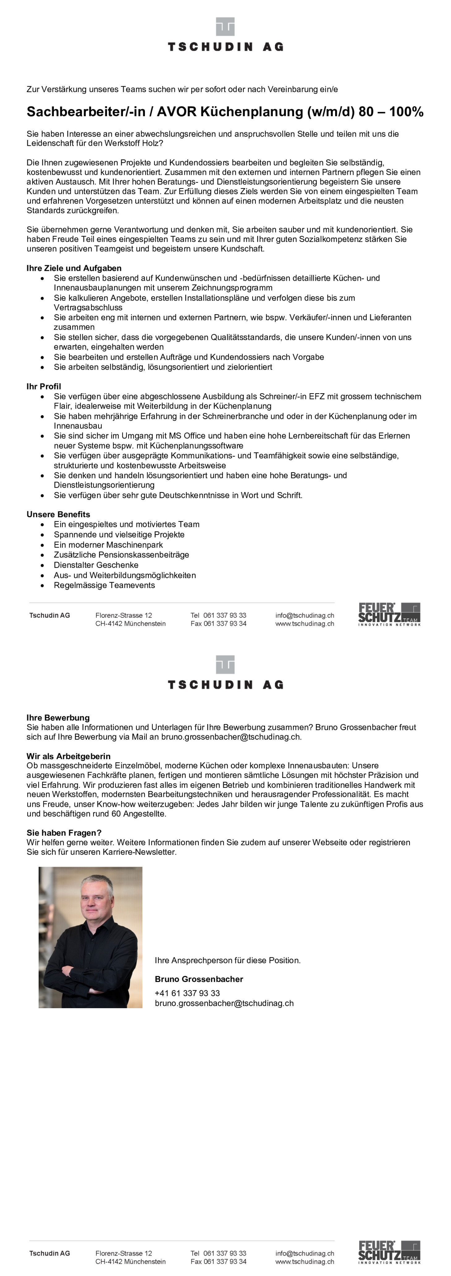 Sachbearbeiter/-in AVOR Küchenplanung (w/d/m) 80 - 100%