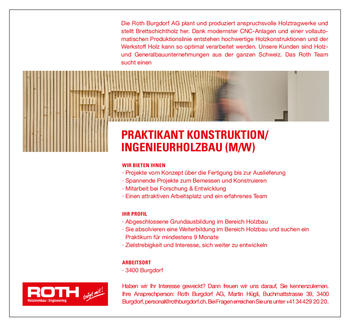 Praktikant Konstruktion/Ingenieurholzbau (m/w)