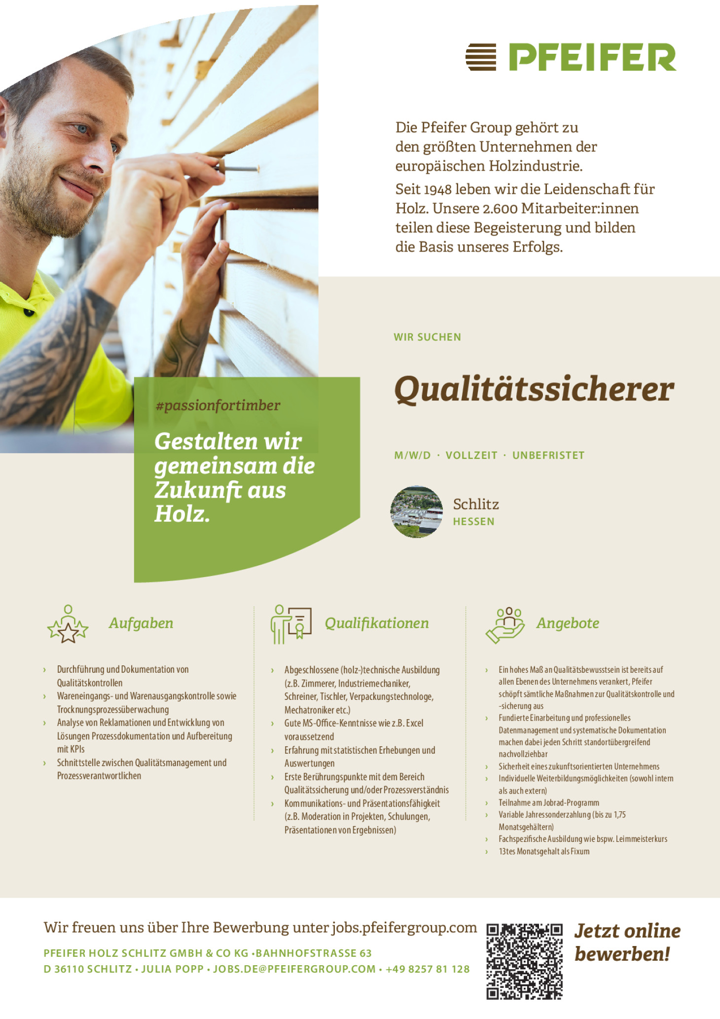 Mitarbeiter Qualitätssicherung (m/w/d) Holzindustrie