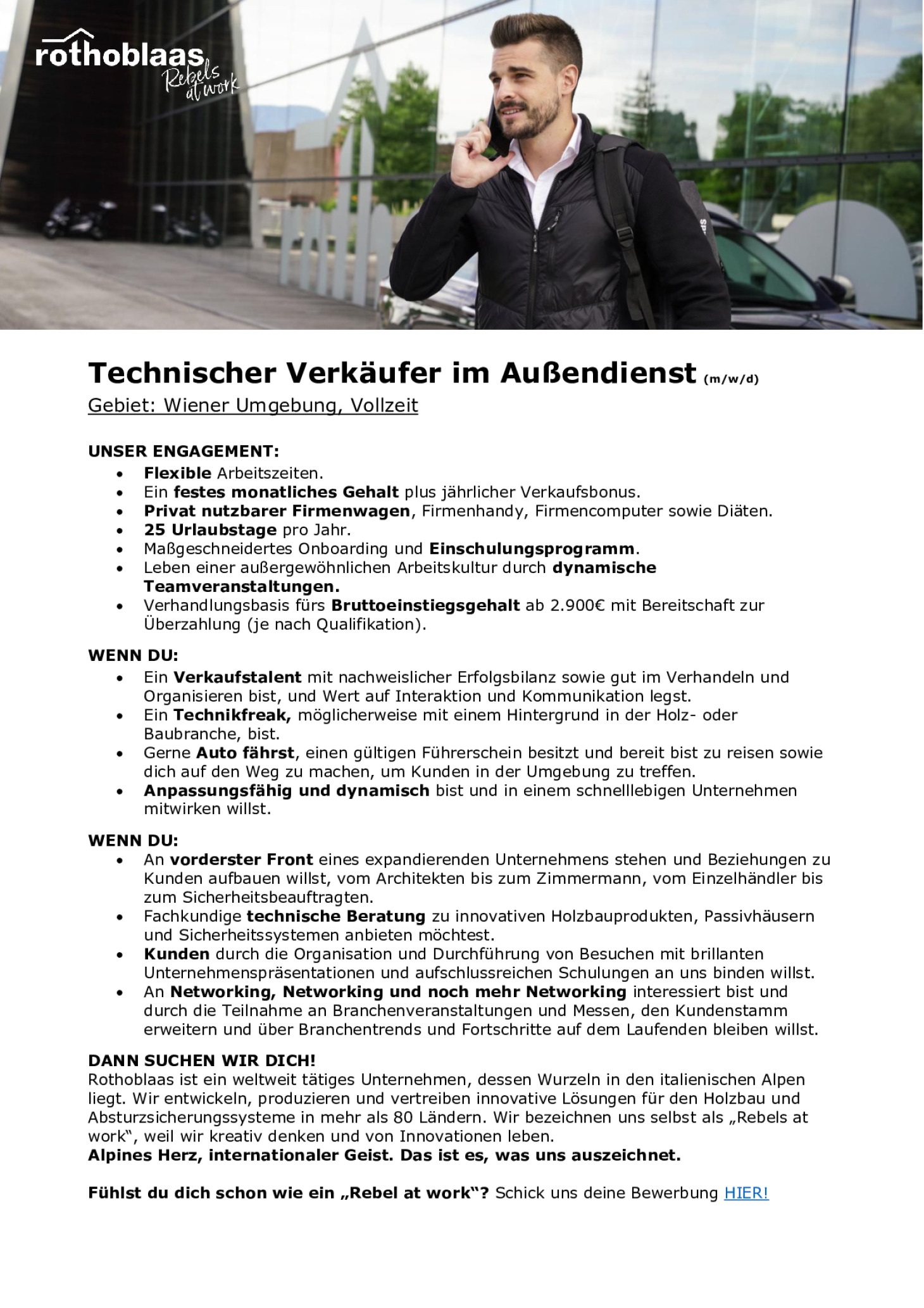 Technischer Verkäufer im Außendienst (m/w/d) - Gebiet: Wiener Umgebung