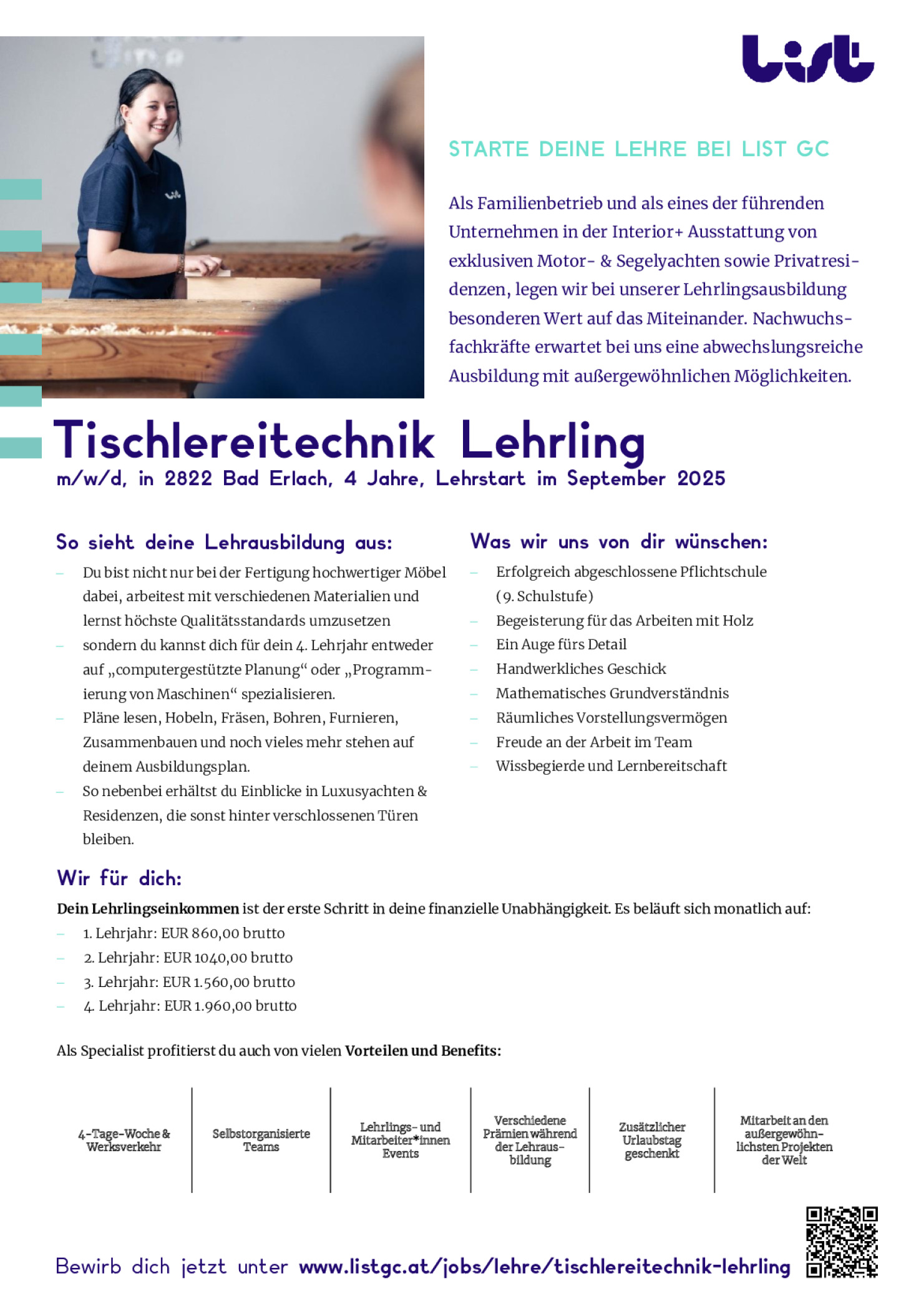 Lehre Tischlereitechniker