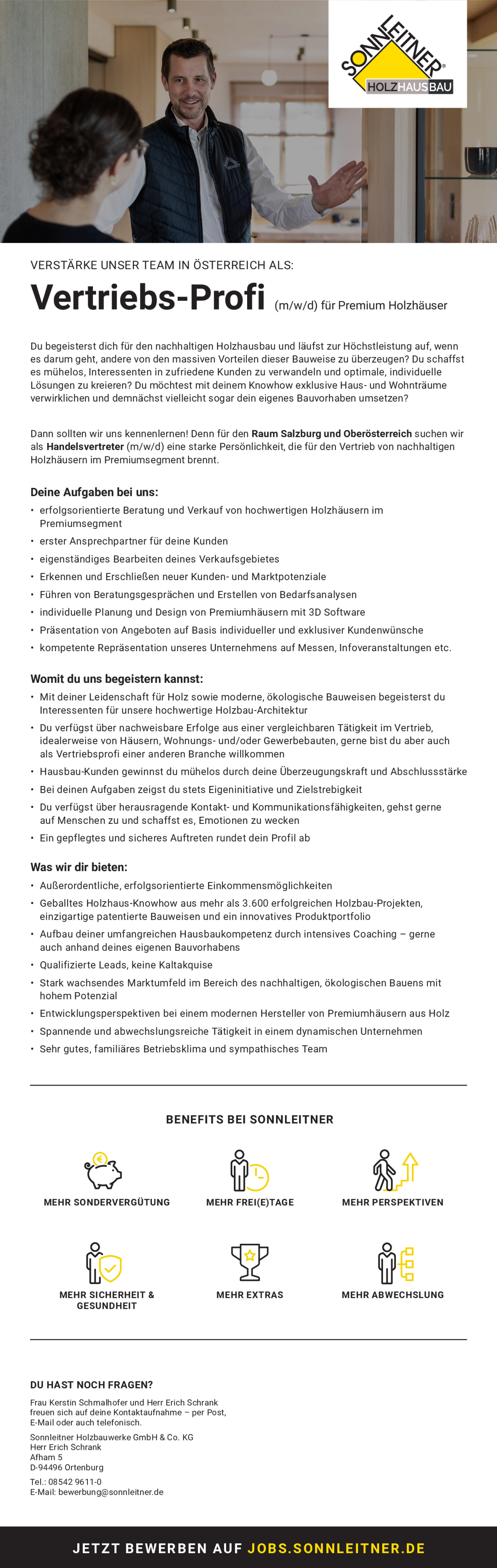 Vertriebsprofi für Premium Holzhäuser | Salzburg und Oberösterreich (m/w/d)