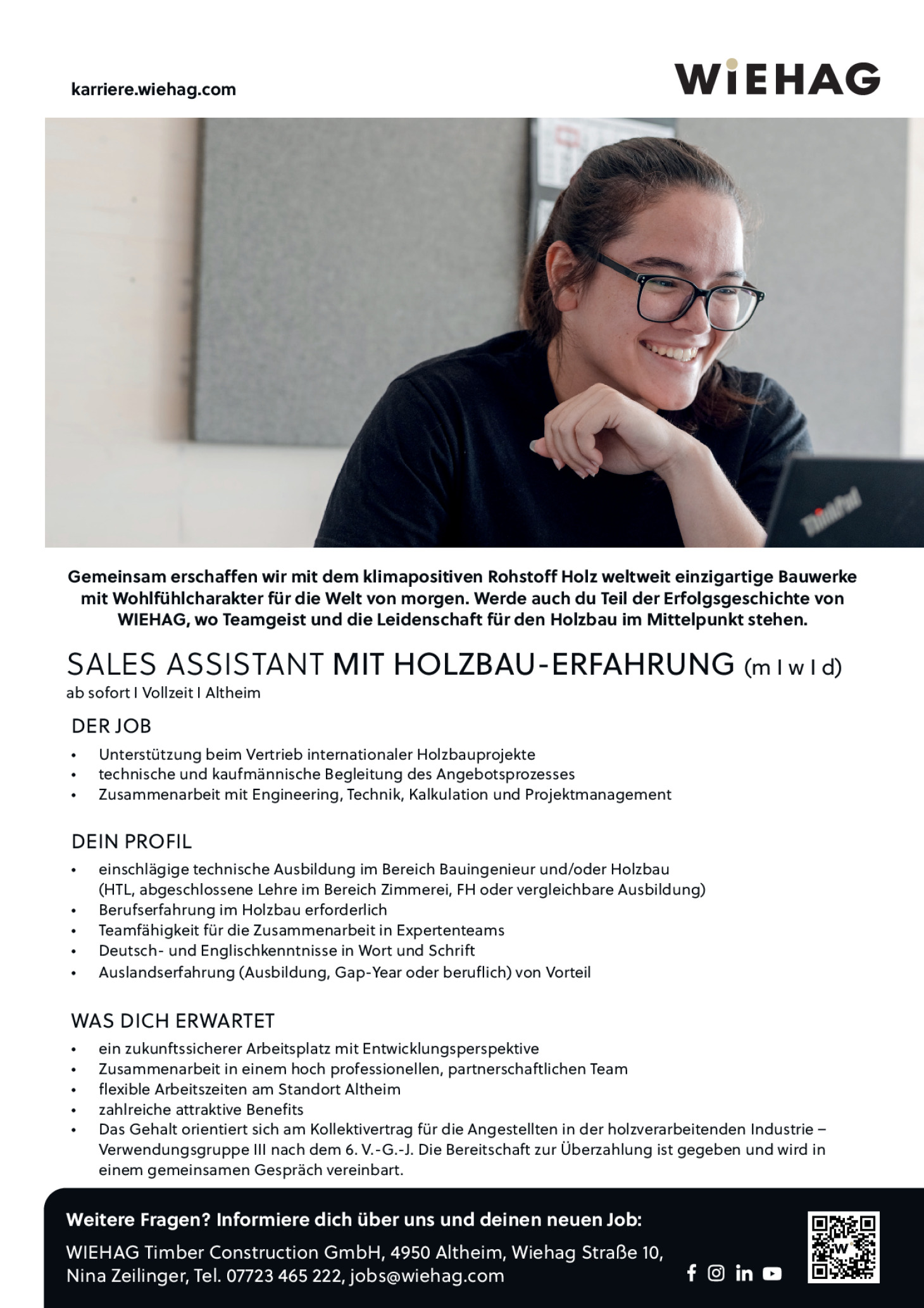 SALES ASSISTANT MIT HOLZBAU-ERFAHRUNG (m I w I d)