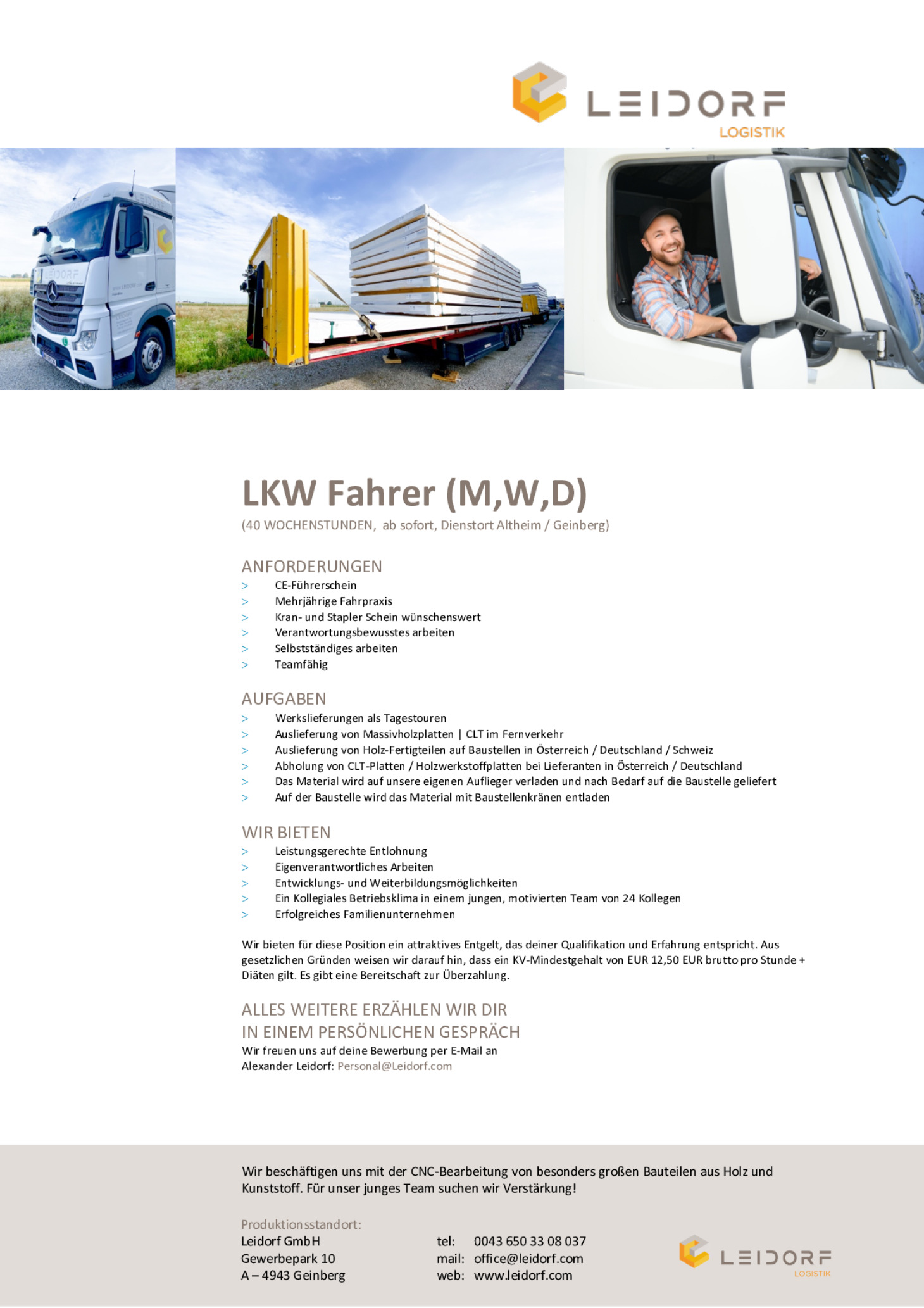 LKW Fahrer, Tagestouren und Fernverkehr (M,W,D)